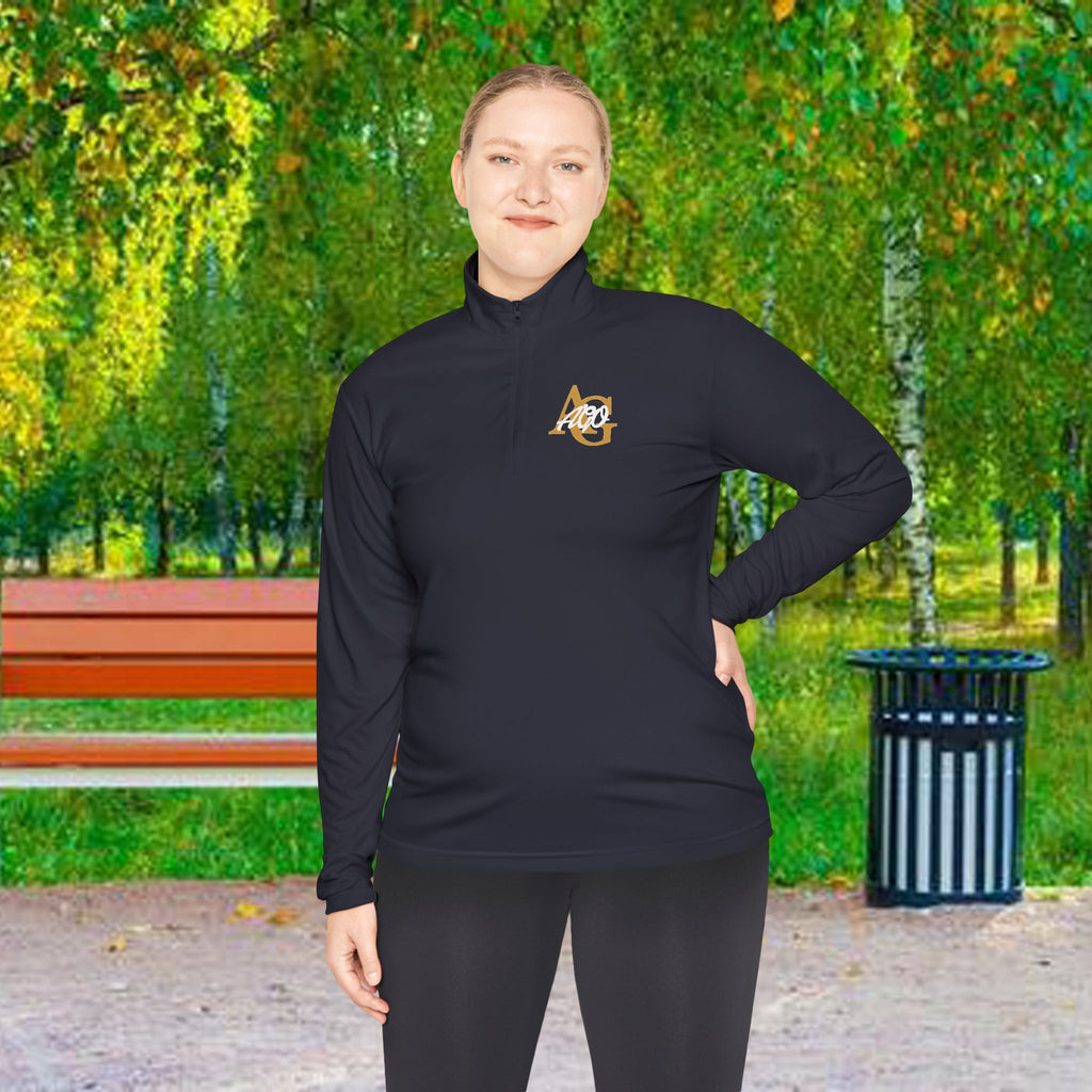 AGO Quarter-Zip Pullover — Small Gold & Black Chest Embroidery, Lightweight Casual Pullover - 314 Originals