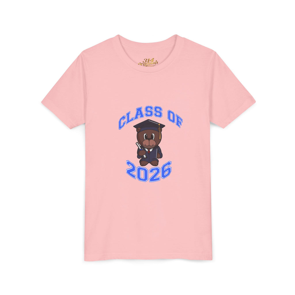Class of 2026 Kids Graduation T‑Shirt — Cute Graduate Bear Youth Tee