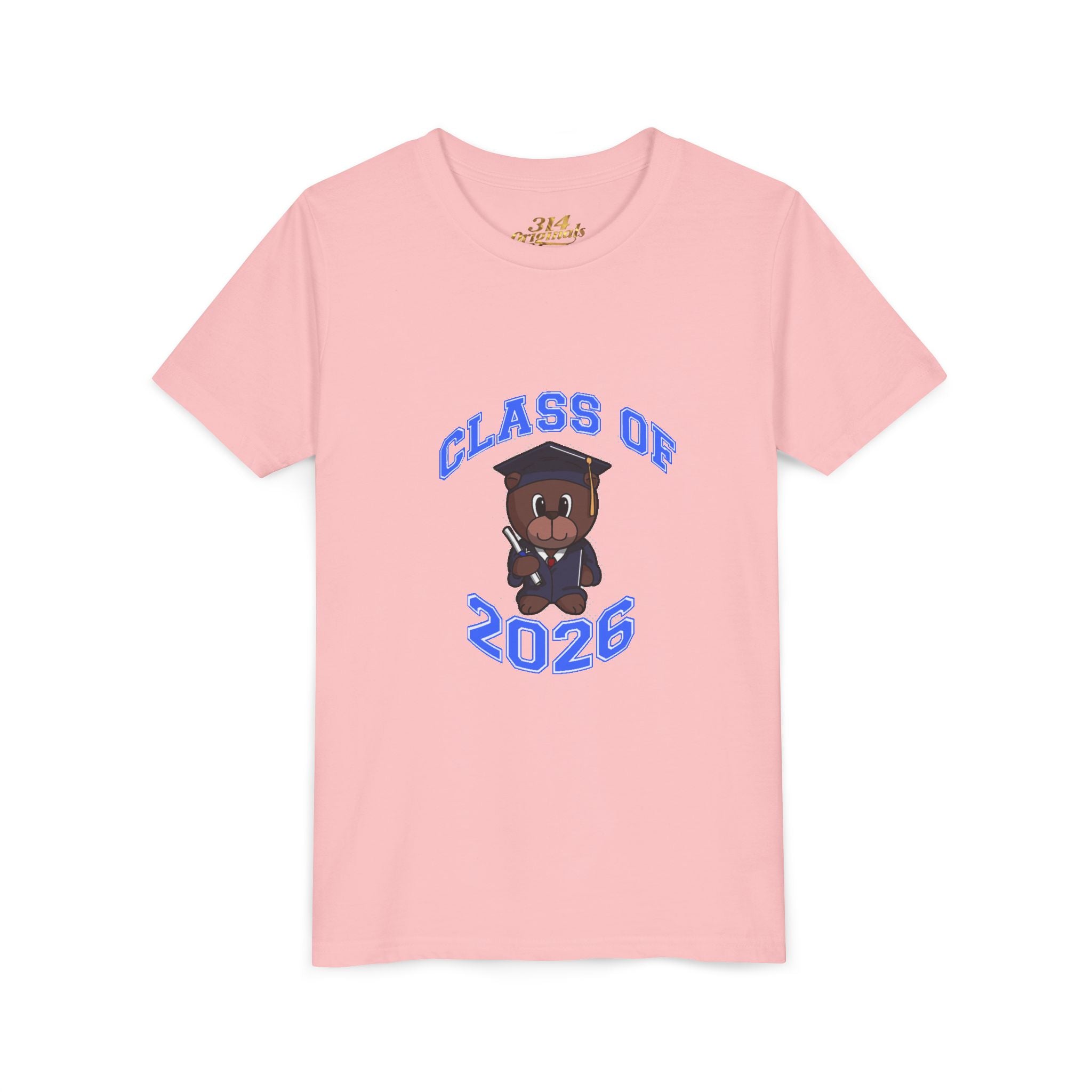 Class of 2026 Kids Graduation T‑Shirt — Cute Graduate Bear Youth Tee