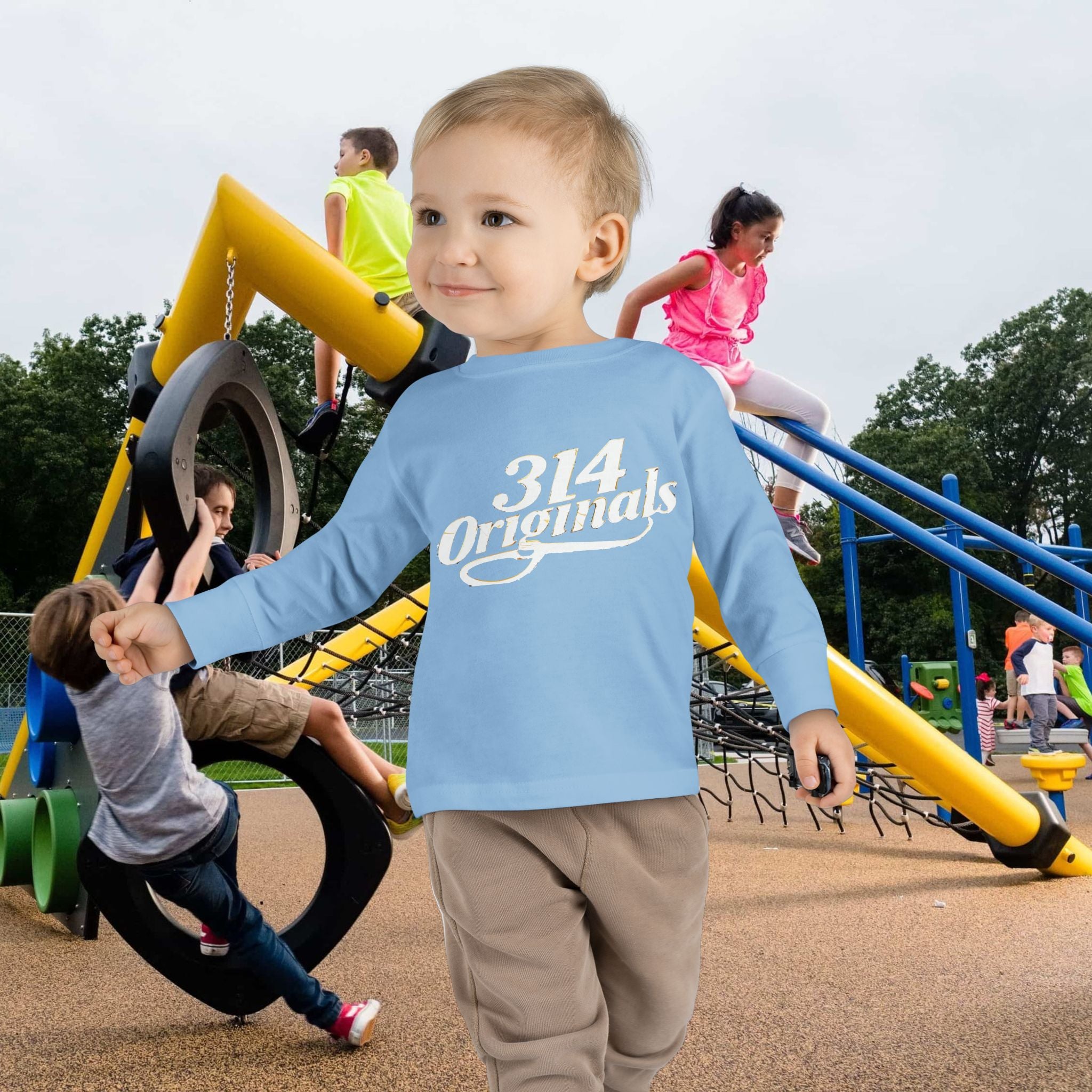Toddler Long Sleeve Tee — "314 Originals" Retro Script Kids Shirt - 314 Originals