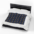 "314 Originals" Velveteen Plush Blanket – Navy Gold Repeating Logo Throw - 314 Originals