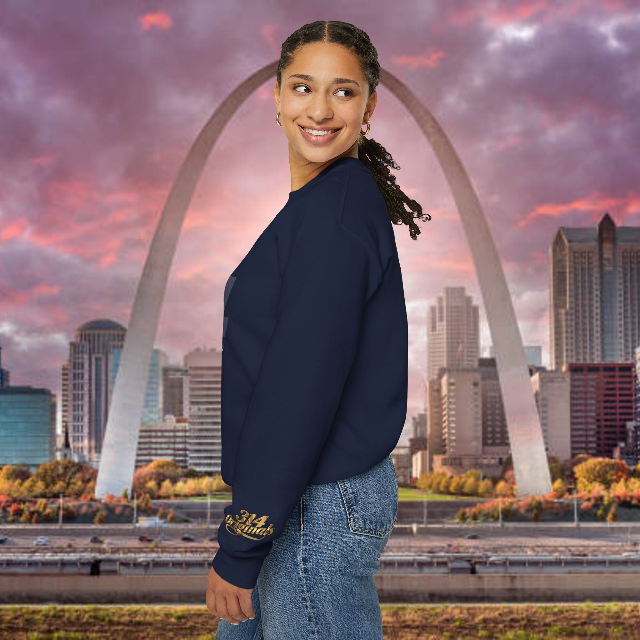 314 City Crewneck Sweatshirt — St. Louis Skyline Graphic - 314 Originals