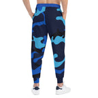 Blue Camo 314 Originals Athletic Joggers – Retro Script Logo Sweatpants