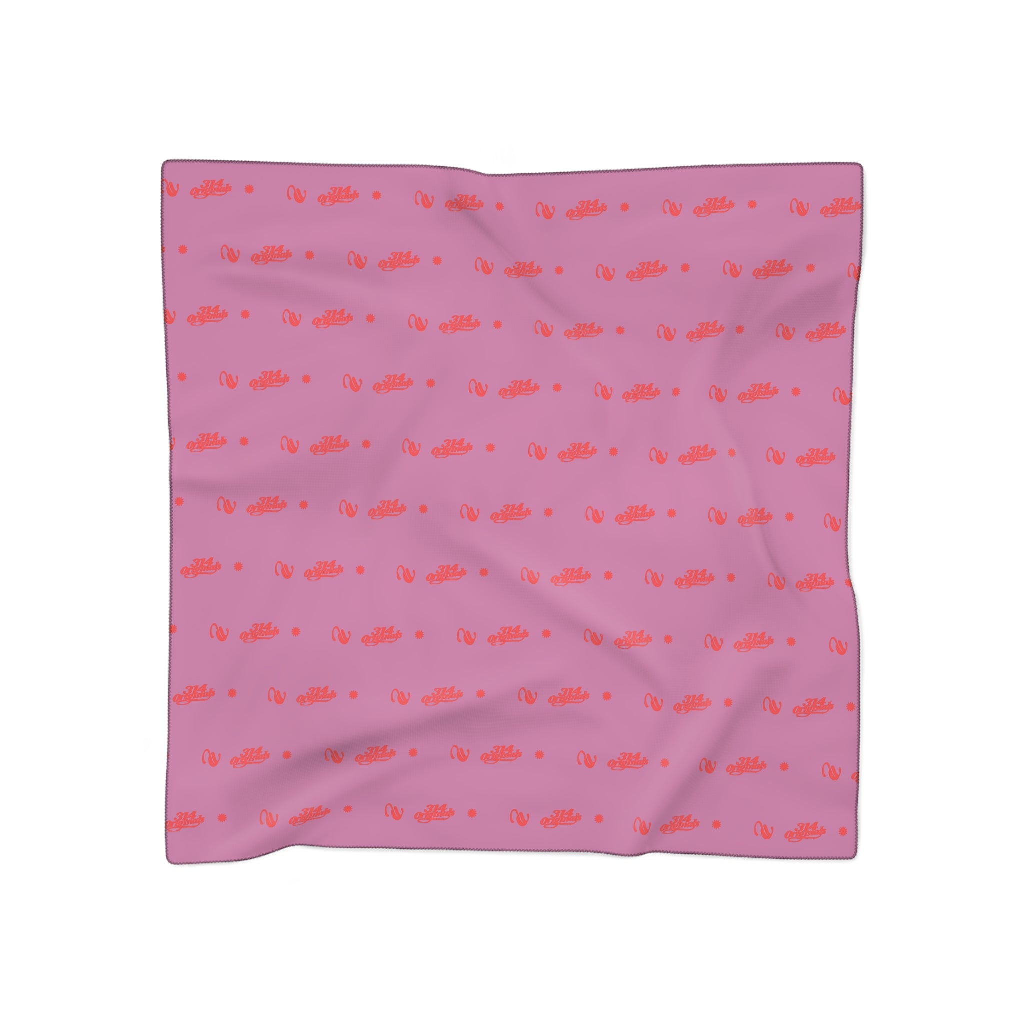 Pink and Red Logo Scarf - Script Pattern Polyester Scarf - 314 Originals