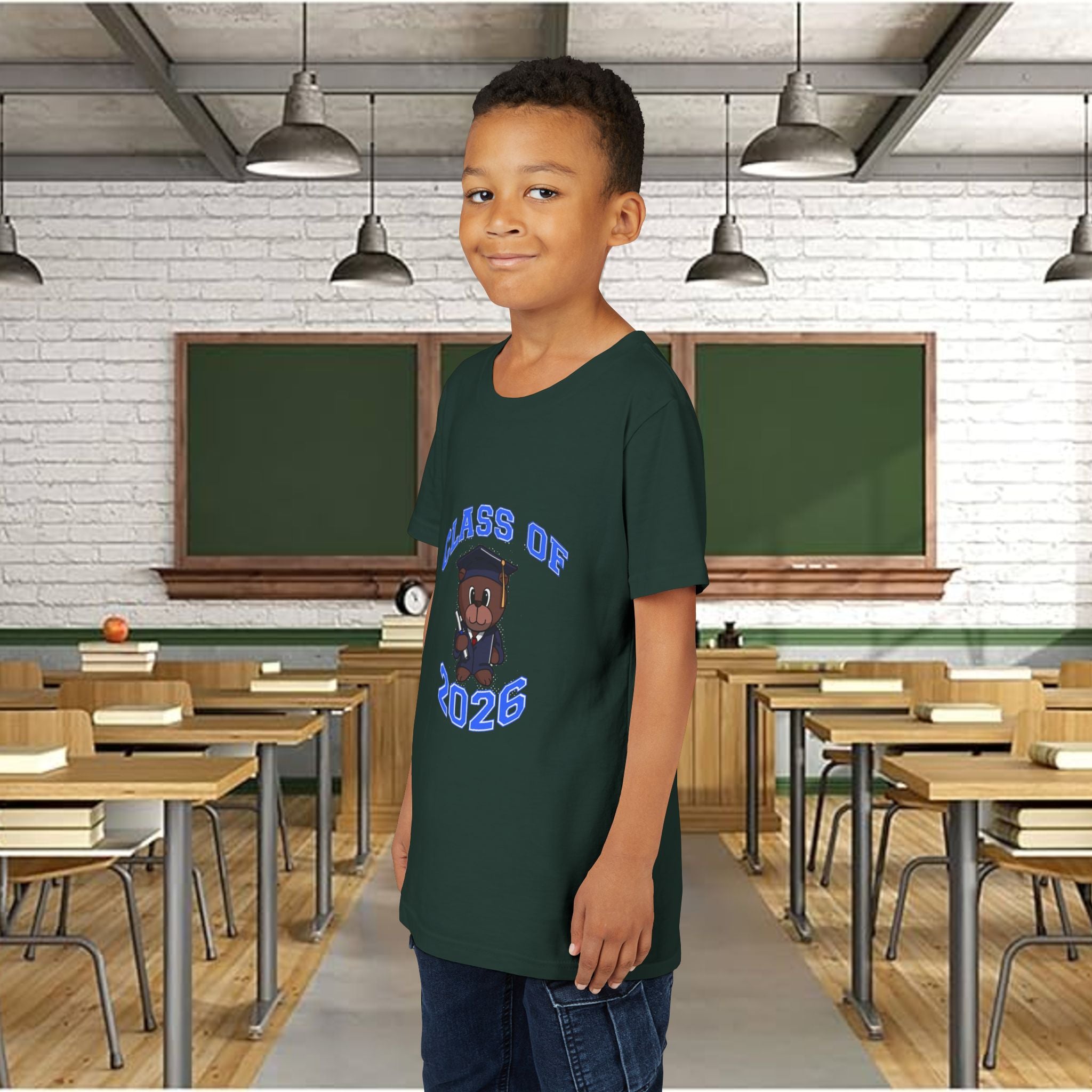 Class of 2026 Kids Graduation T‑Shirt — Cute Graduate Bear Youth Tee