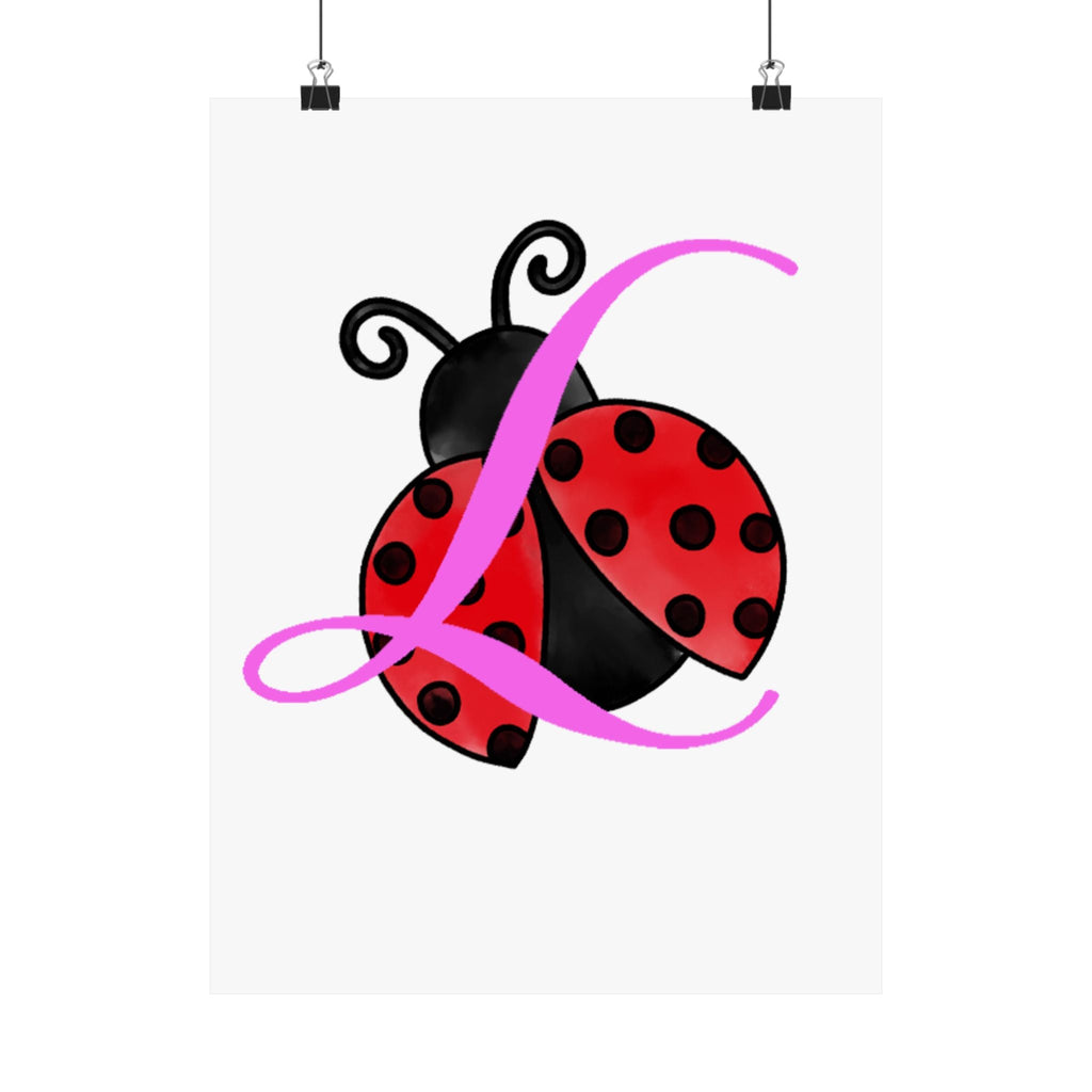 Ladybug Initial “L” Matte Poster — Cute Nursery Wall Art for Girls Printify Poster  314 Originals