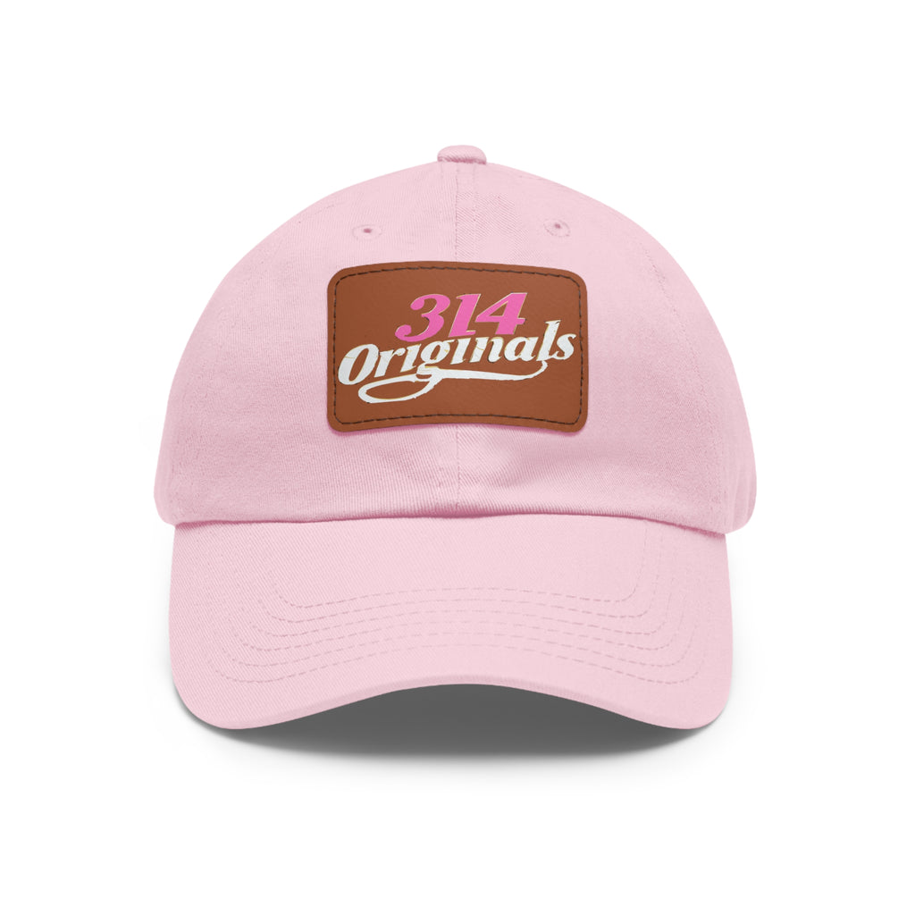 314 Originals Leather Patch Dad Hat — Retro Script Baseball Cap - 314 Originals