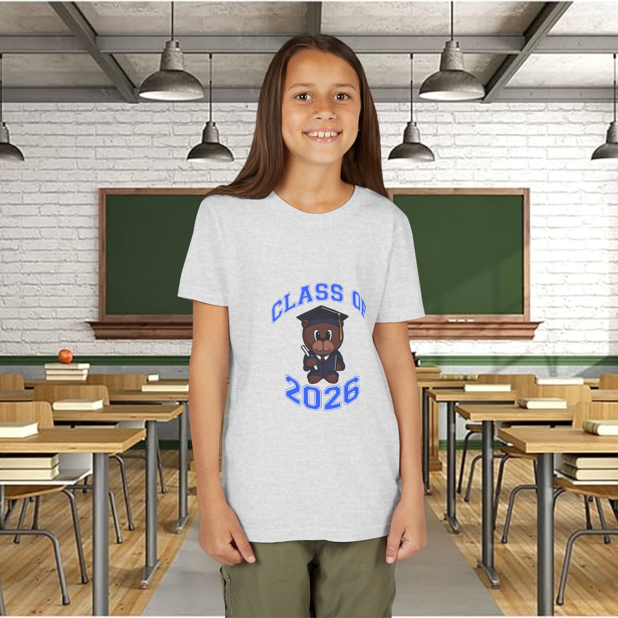 Class of 2026 Kids Graduation T‑Shirt — Cute Graduate Bear Youth Tee