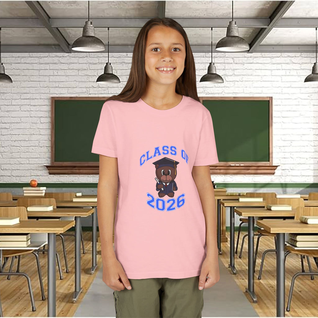 Class of 2026 Kids Graduation T‑Shirt — Cute Graduate Bear Youth Tee