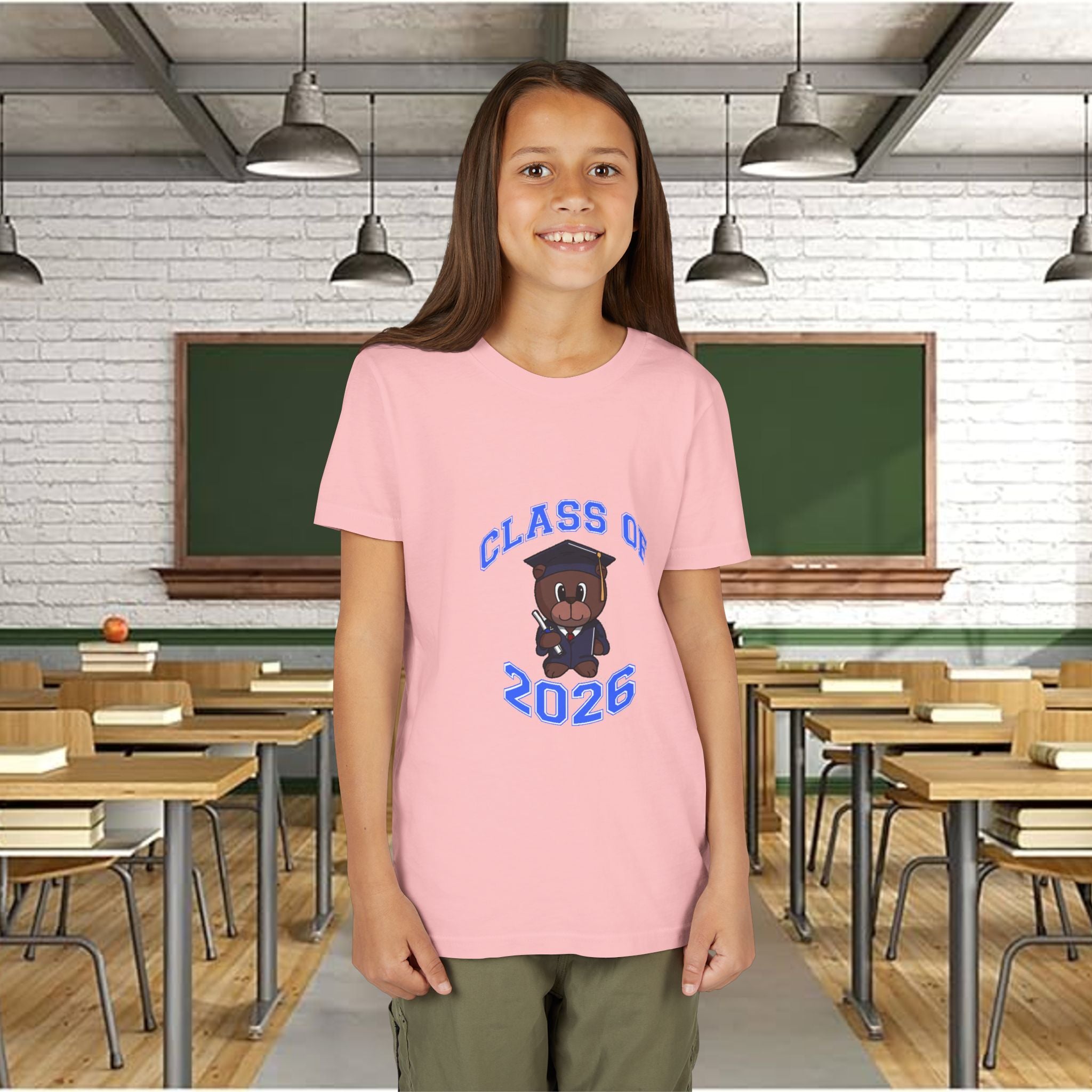 Class of 2026 Kids Graduation T‑Shirt — Cute Graduate Bear Youth Tee