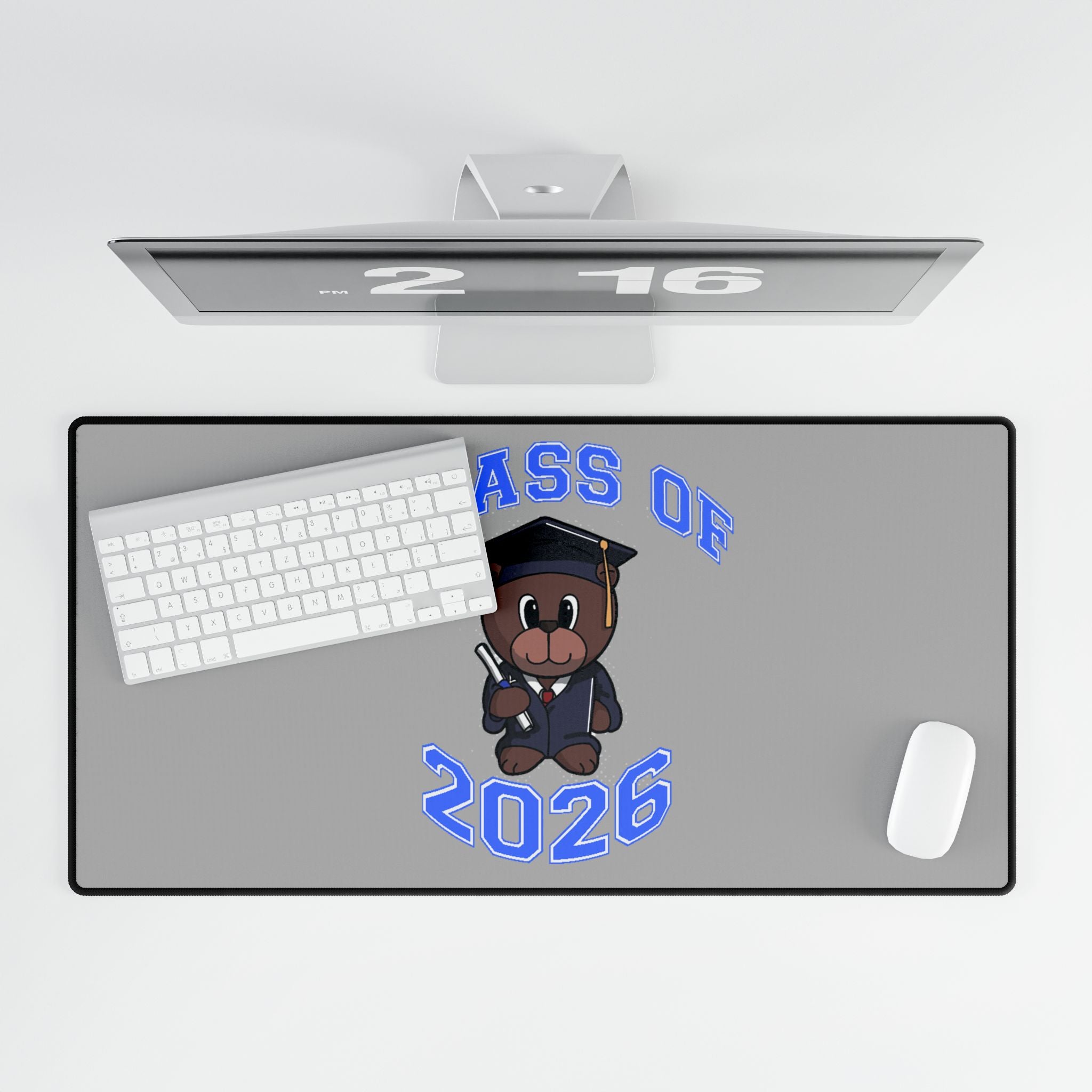 Class of 2026 Graduation Desk Mat — Cute Bear Grad Mousepad for Students