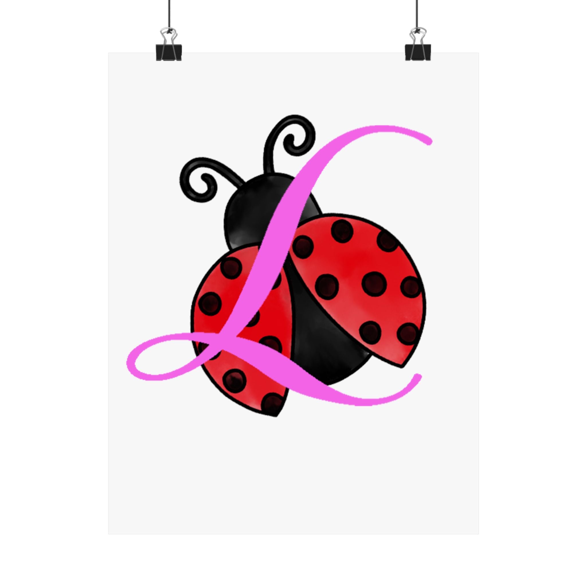 Ladybug Initial “L” Matte Poster — Cute Nursery Wall Art for Girls Printify Poster  314 Originals