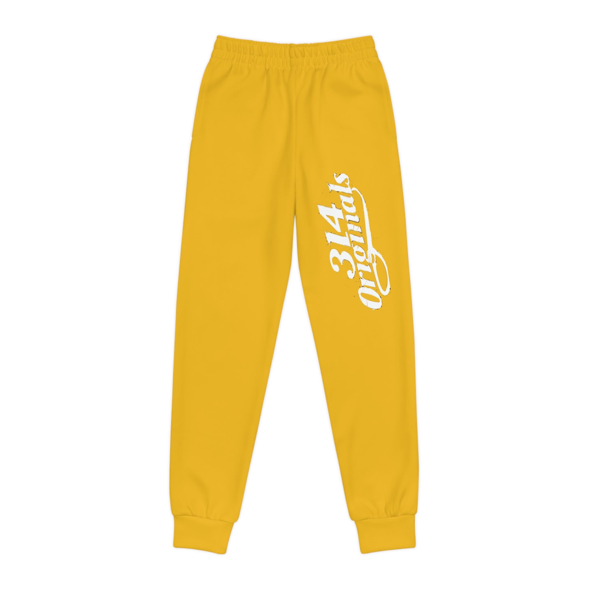 Yellow Youth Joggers with 314 Originals Side Graphic — Kids Athletic Sweatpants - 314 Originals