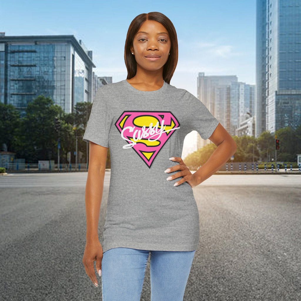 Super Sassy Tee — Pink & Yellow S Badge Graphic T-Shirt Printify T-Shirt  314 Originals