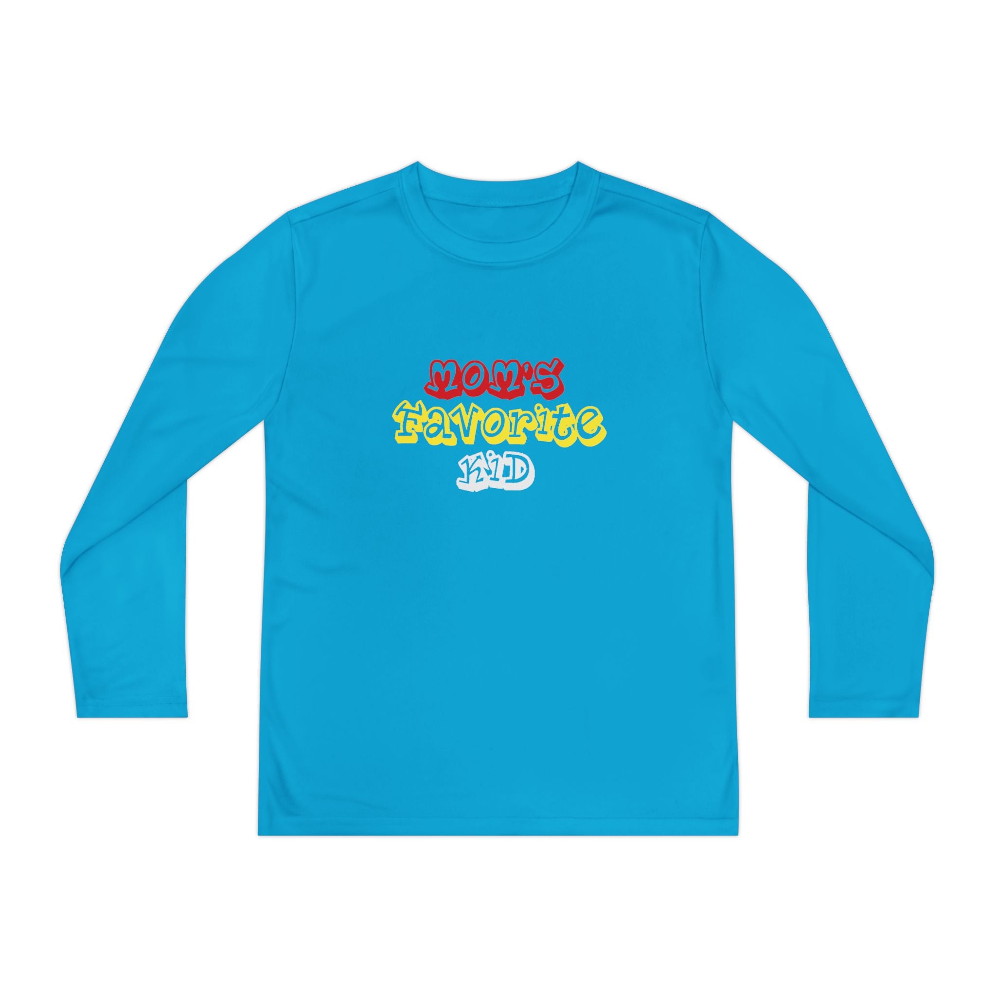 "Mom's Favorite Kid" Youth Long Sleeve Tee —Colorful Retro Design