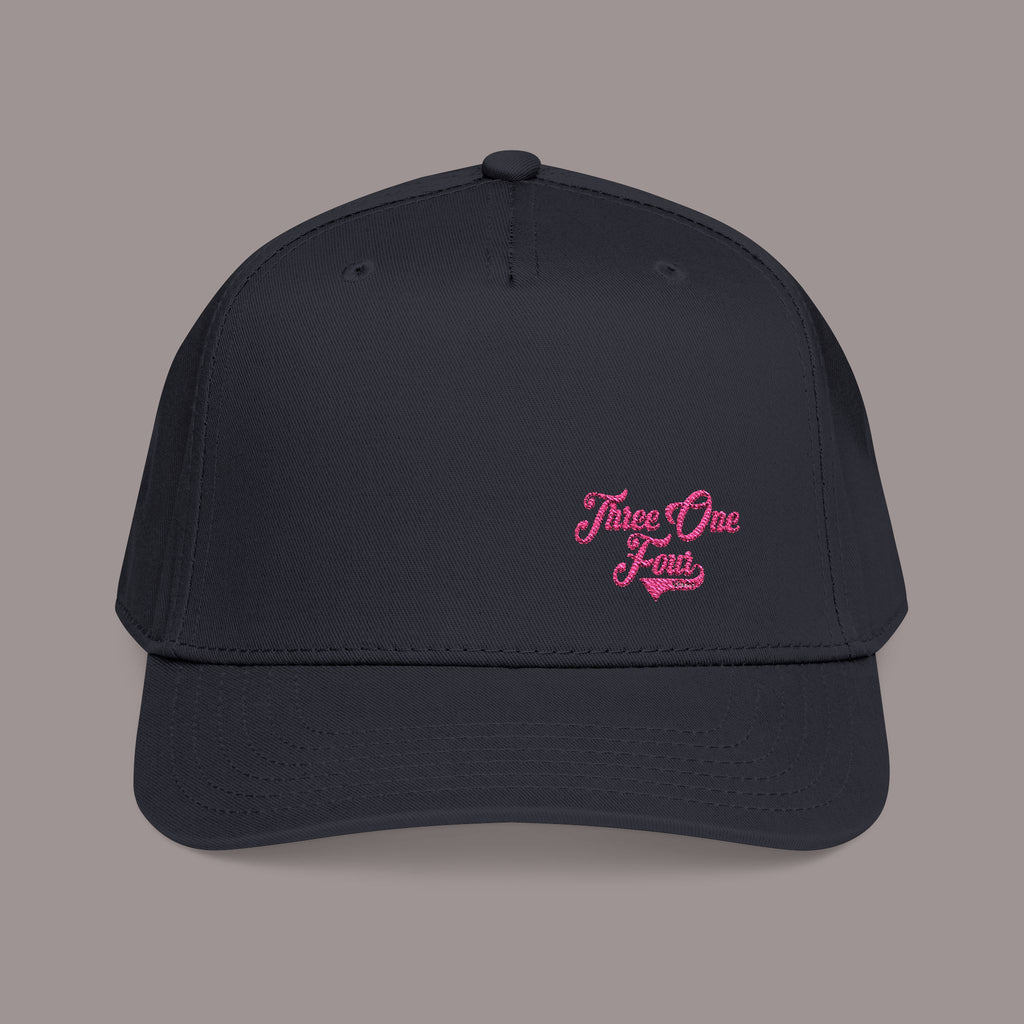 All Black Mid Profile Baseball Cap — 314 Embroidered Pink Logo - 314 Originals