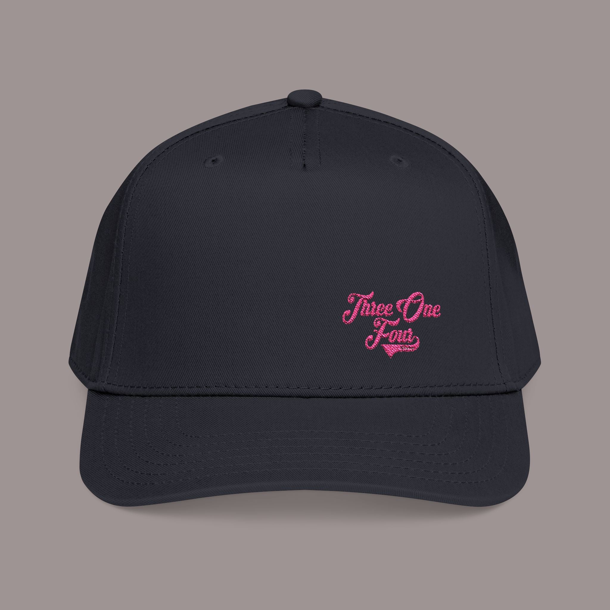 All Black Mid Profile Baseball Cap — 314 Embroidered Pink Logo - 314 Originals