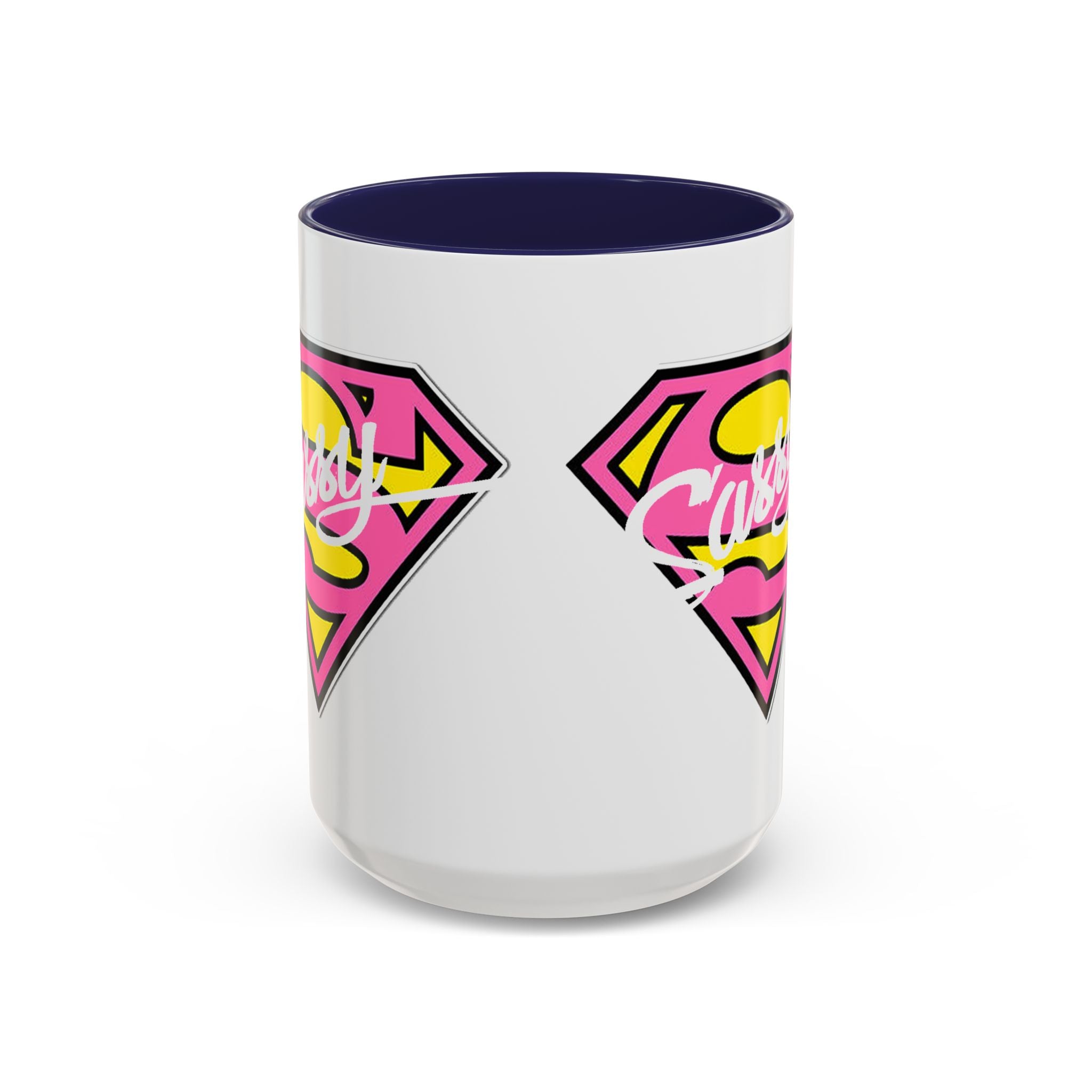 Sassy Supergirl Accent Coffee Mug – Pink & Yellow Super S Logo (11/15oz) - 314 Originals