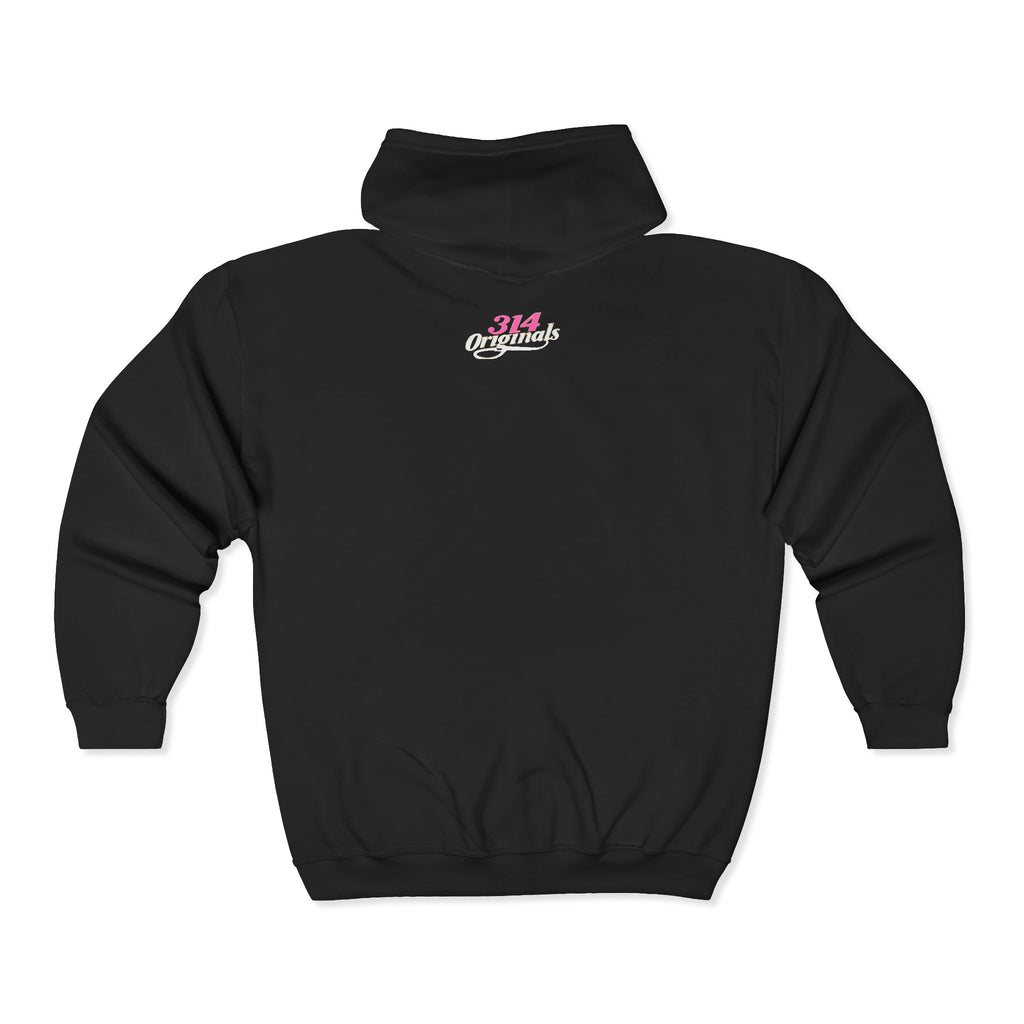 #Sweat à capuche zippé rose « Baddie » — Sweat à capuche graphique streetwear tendance