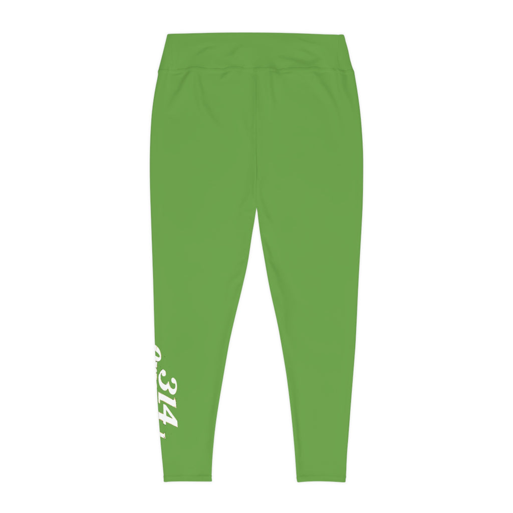 Green Plus Size Leggings — Subtle Side Script Graphic, Comfortable Everyday Activewear - 314 Originals
