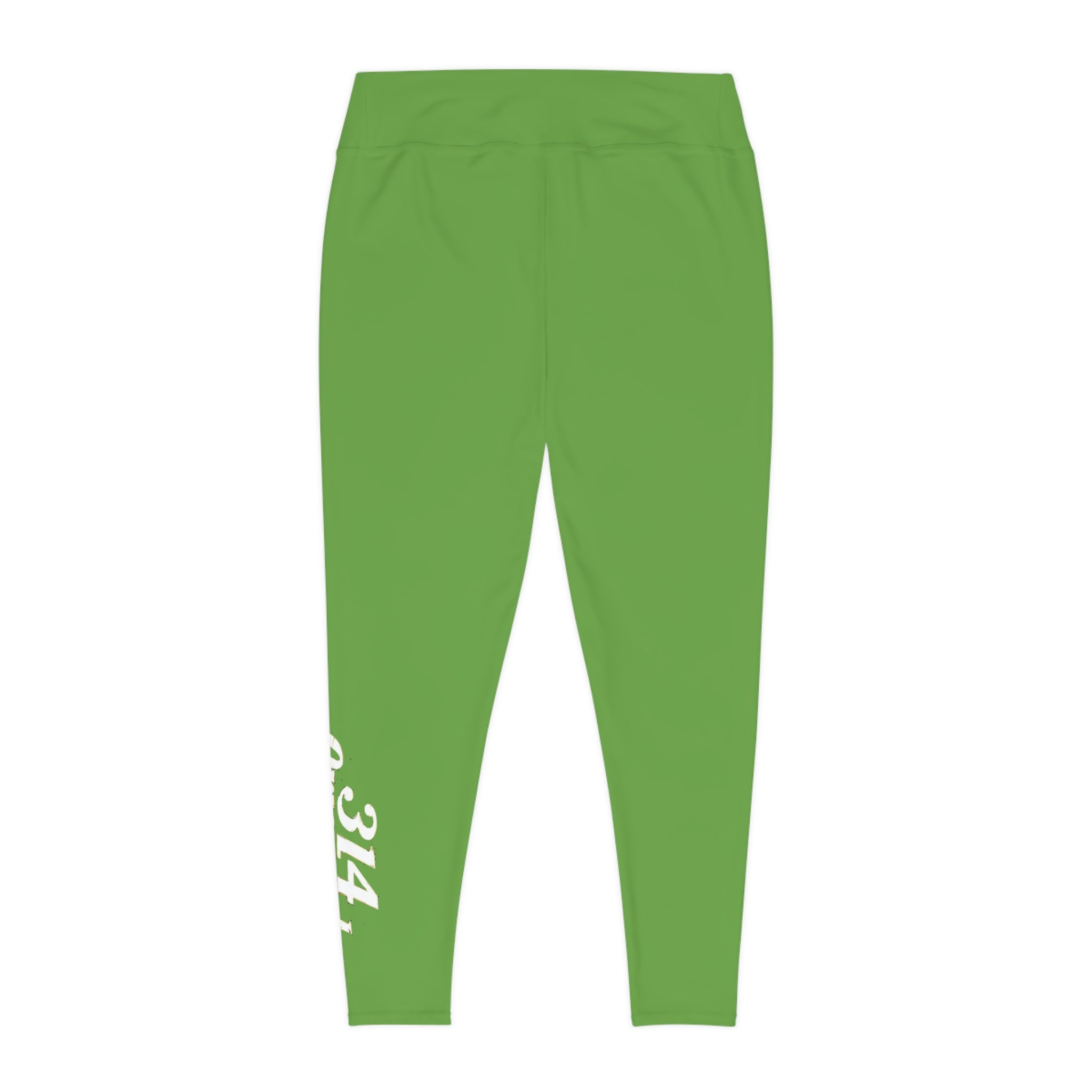 Green Plus Size Leggings — Subtle Side Script Graphic, Comfortable Everyday Activewear - 314 Originals