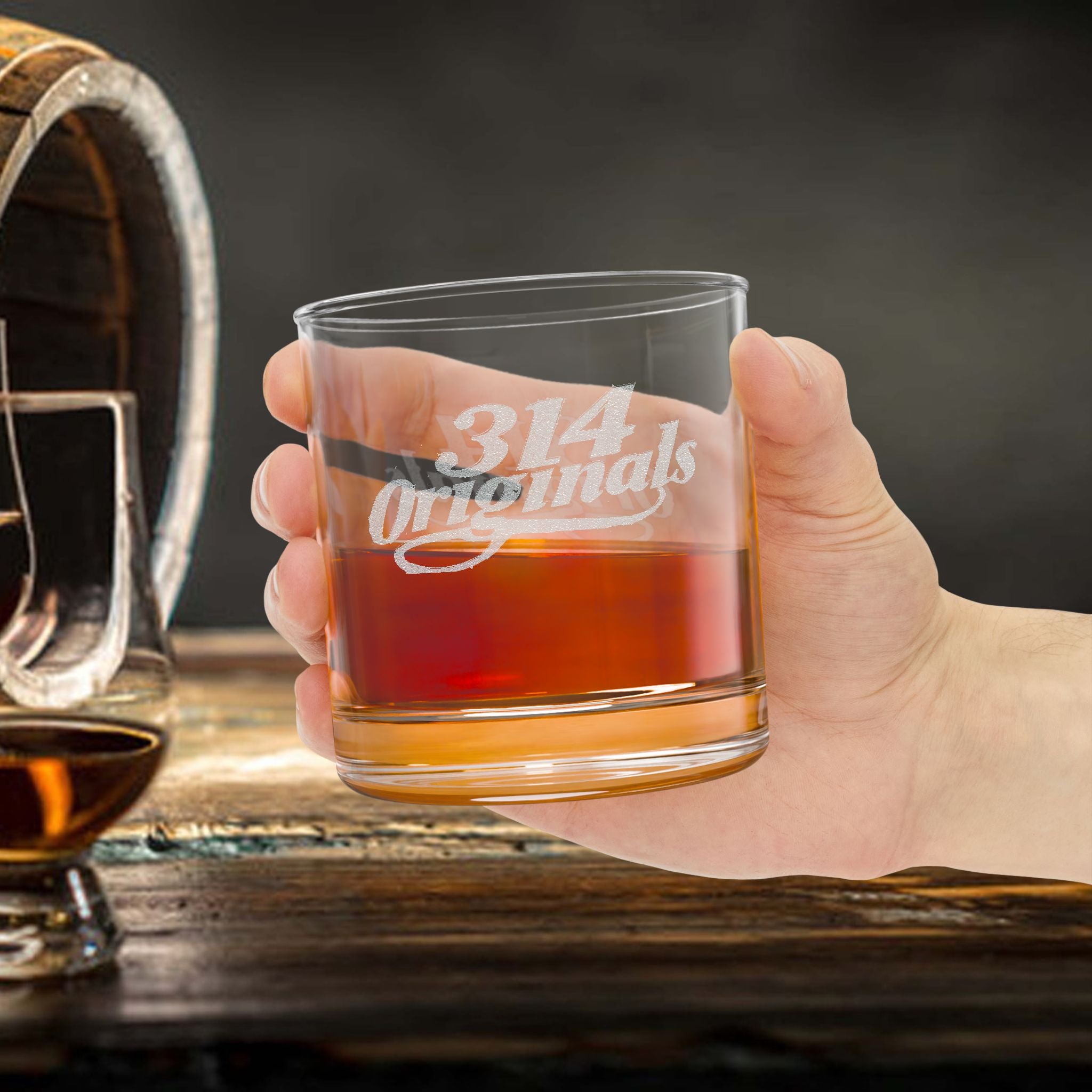 "314 Originals" Retro Bar Rocks Glass-Engraved 10.5oz Whiskey Glass —