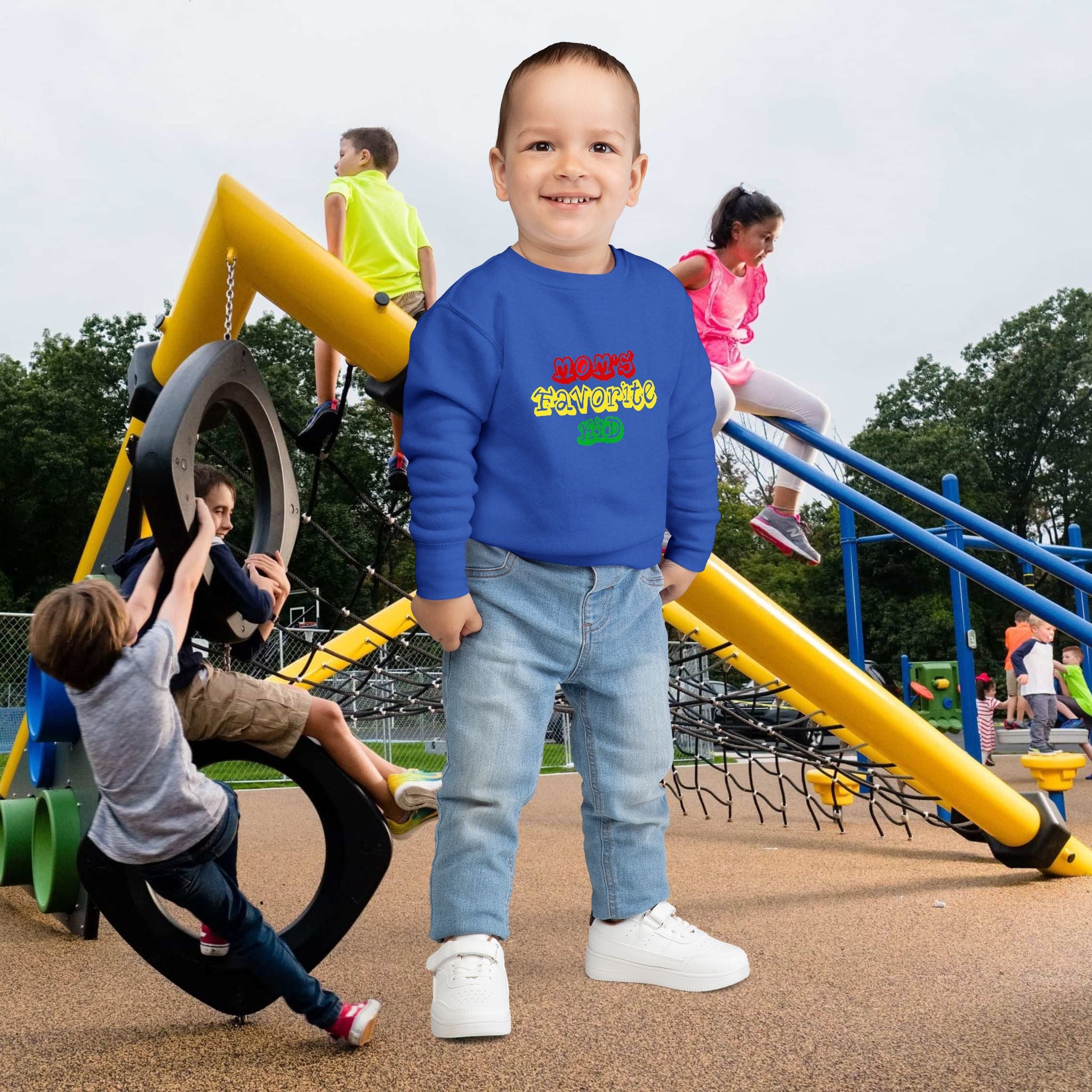 Mom's Favorite Kid Toddler Sweatshirt — Colorful Retro Rasta Kids Pullover