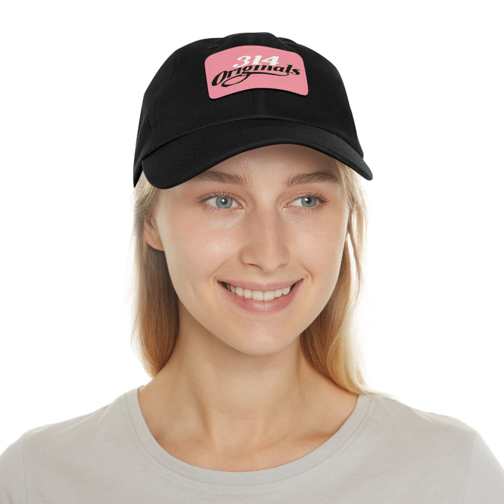 314 Originals Leather Patch Dad Hat — Retro Script Baseball Cap - 314 Originals