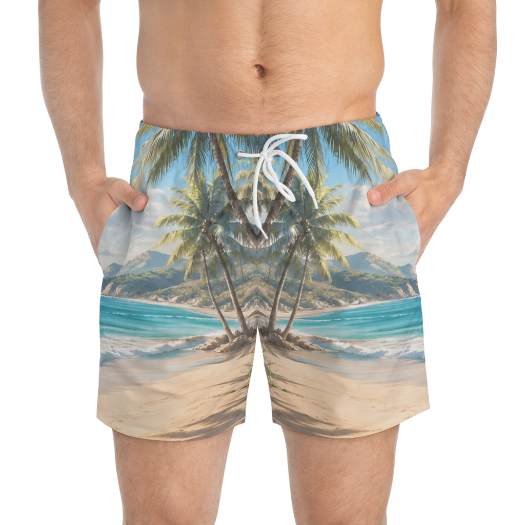 Tropical Palm Beach Swim Trunks