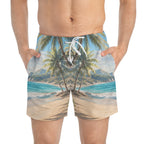 Tropical Palm Beach Swim Trunks