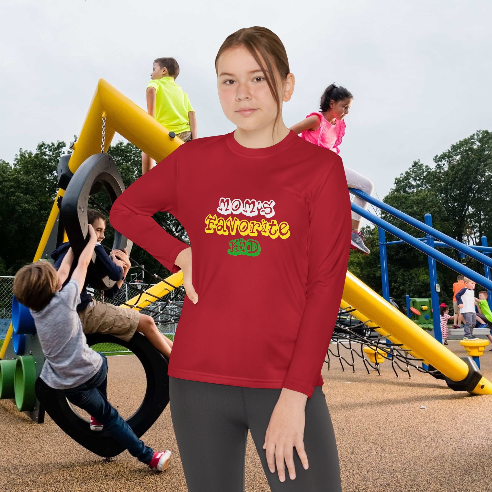 "Mom's Favorite Kid" Youth Long Sleeve Tee —  Retro Graphic