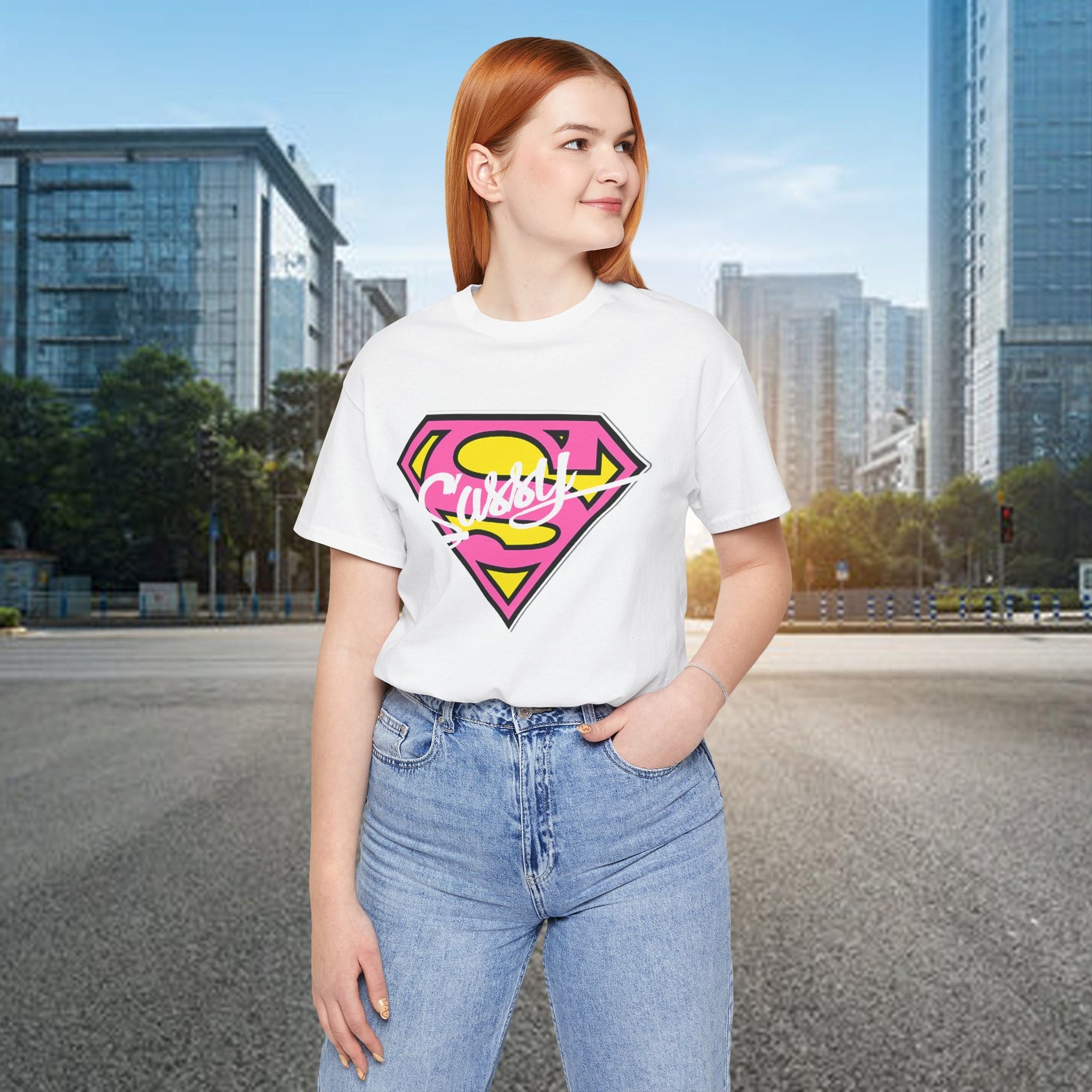 Super Sassy Tee — Pink & Yellow S Badge Graphic T-Shirt Printify T-Shirt  314 Originals