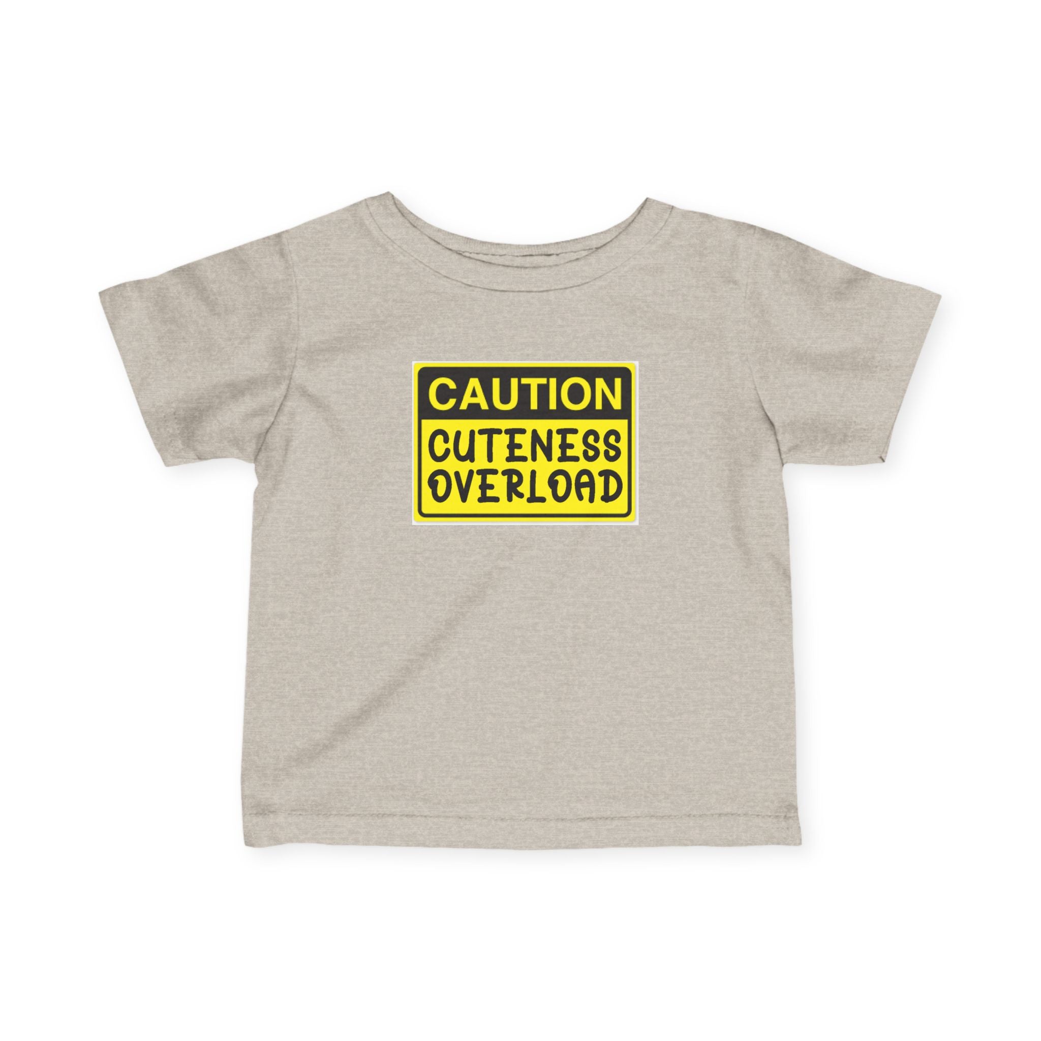 "Caution: Cuteness Overload" —  Baby T‑Shirt (Yellow Warning Sign) - 314 Originals