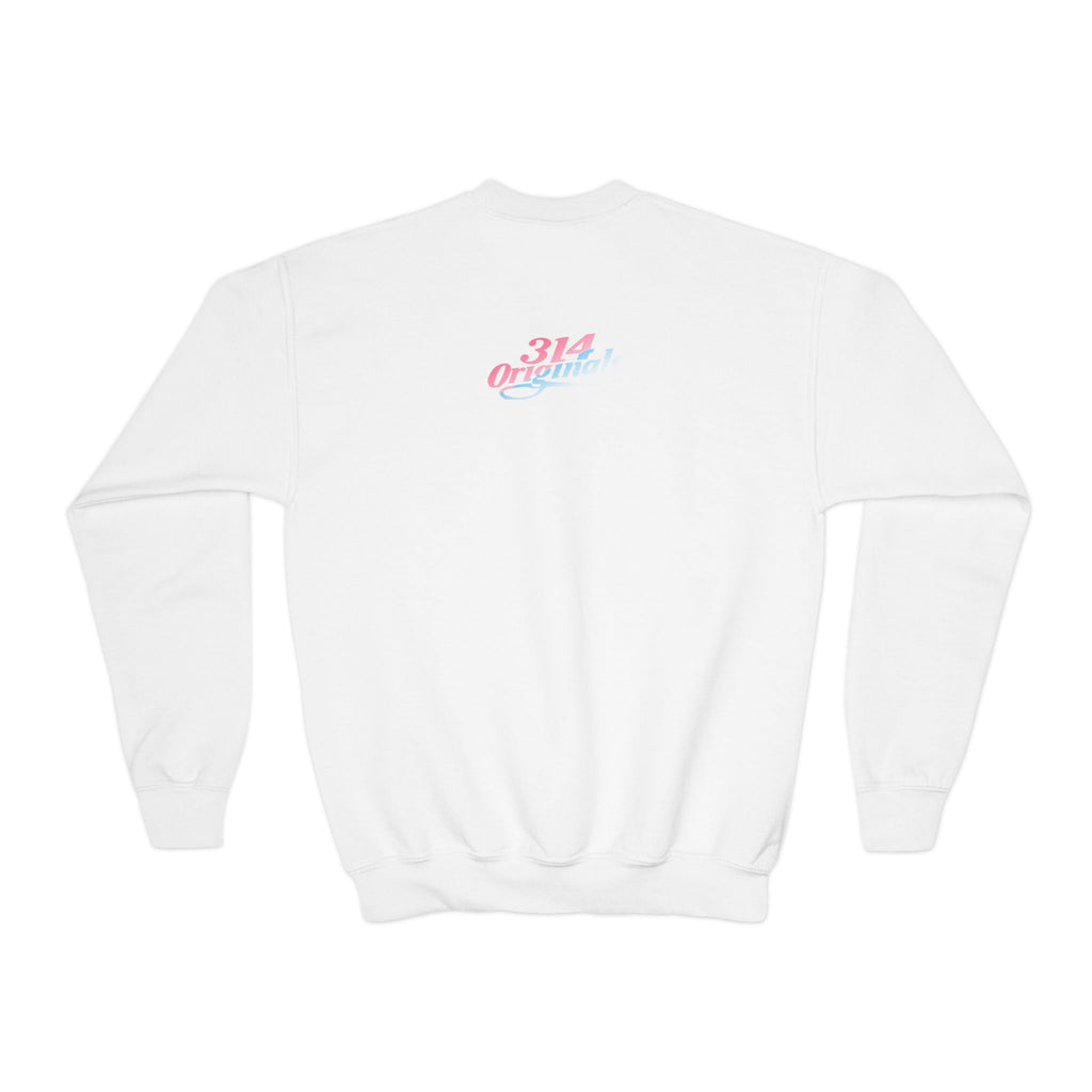 Baby Girl Youth Sweatshirt — Pink & Blue Script Crewneck - 314 Originals