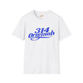 White t-shirt with blue text '314 Originals' on a white background