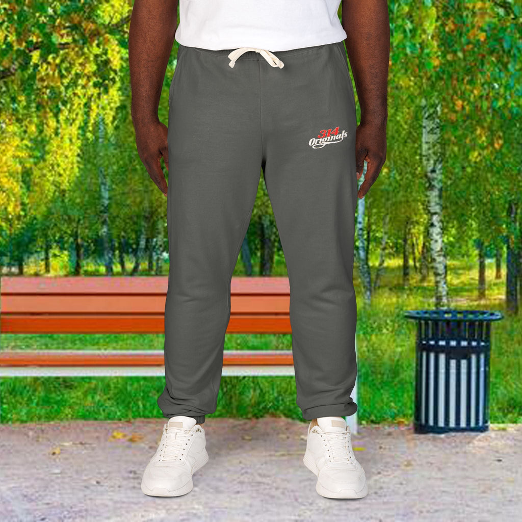 Fleece Sweatpants with Retro Script Chest Logo Printify Trousers  314 Originals