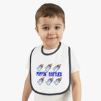 Poppin' Bottles Baby Bib — Cute Bottle Pattern Contrast-Trim Feeding Bib - 314 Originals
