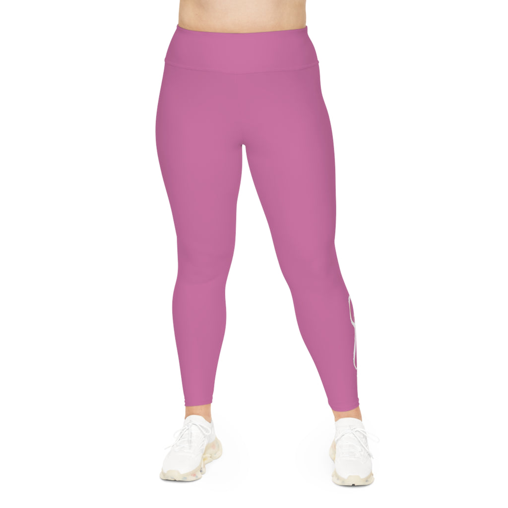 Light Pink Plus Size Leggings — Subtle Side Script Graphic, Comfortable Everyday Activewear - 314 Originals