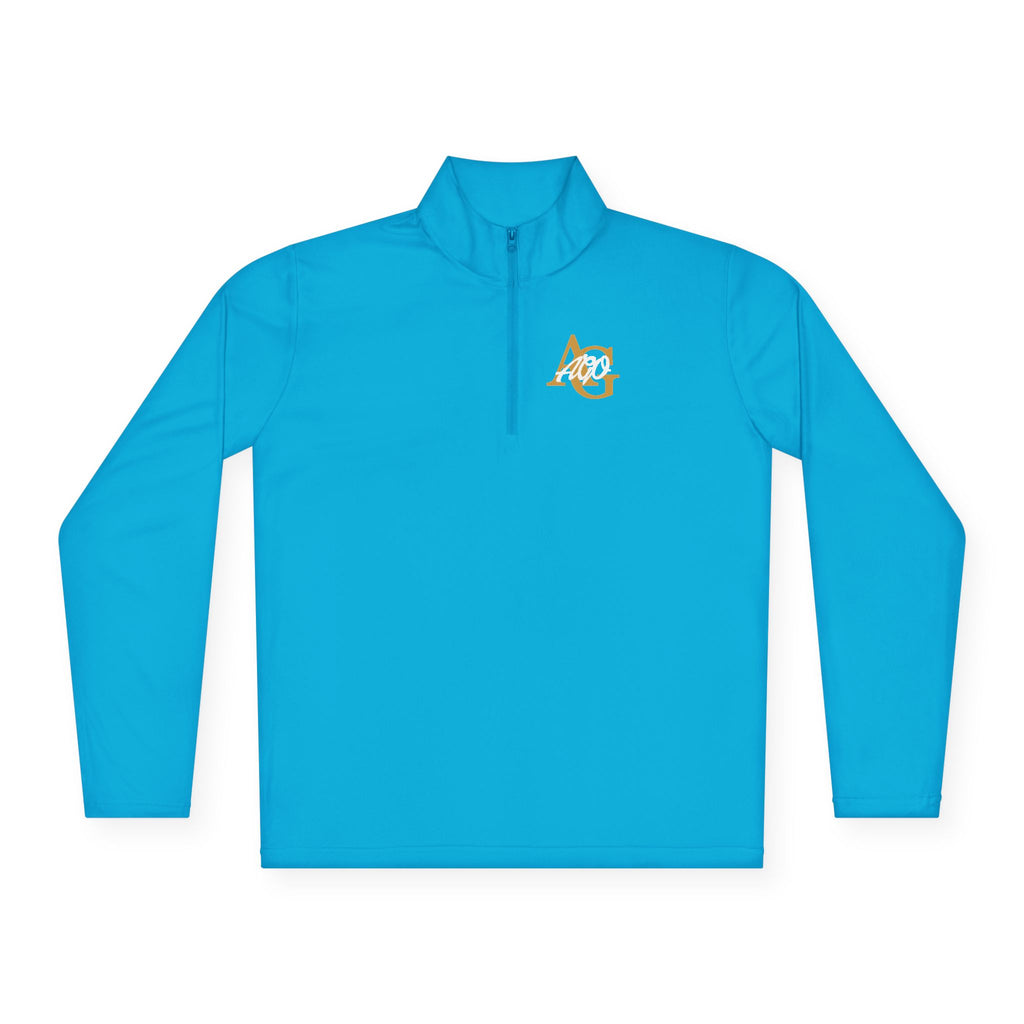 AGO Quarter-Zip Pullover — Small Gold & Black Chest Embroidery, Lightweight Casual Pullover - 314 Originals