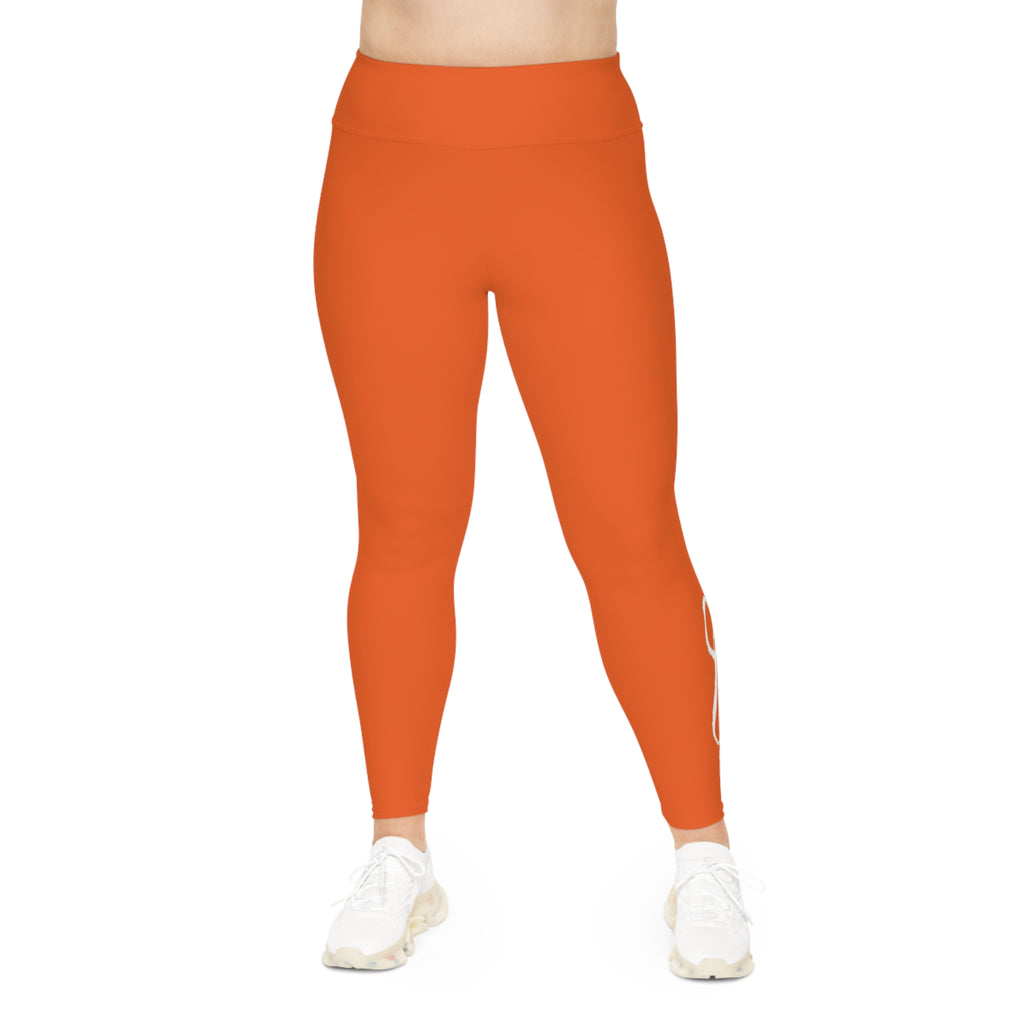 Orange Plus Size Leggings — Subtle Side Script Graphic, Comfortable Everyday Activewear - 314 Originals