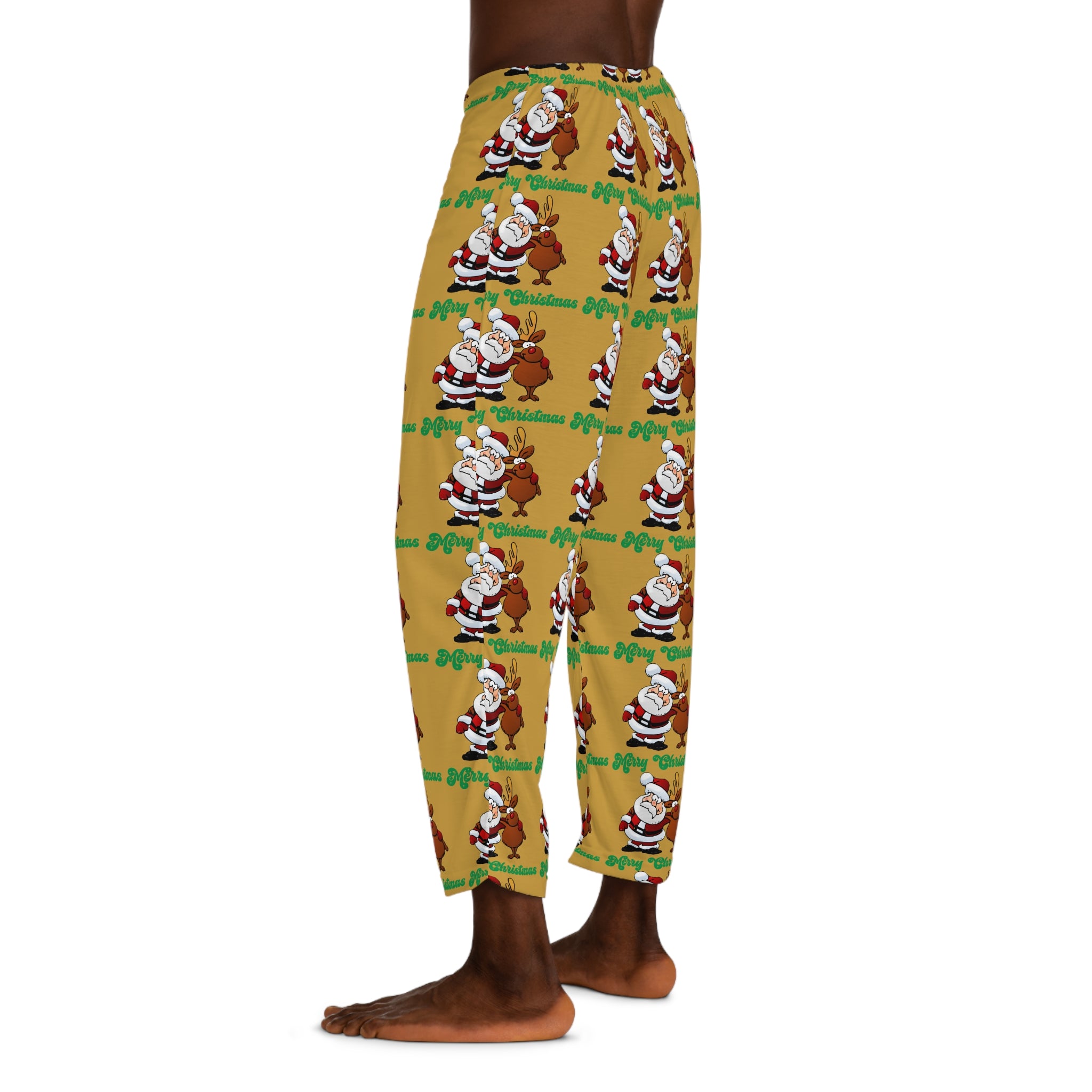 Men's Christmas Pajama Pants — Santa & Reindeer "Merry Christmas" All-Over Print - 314 Originals