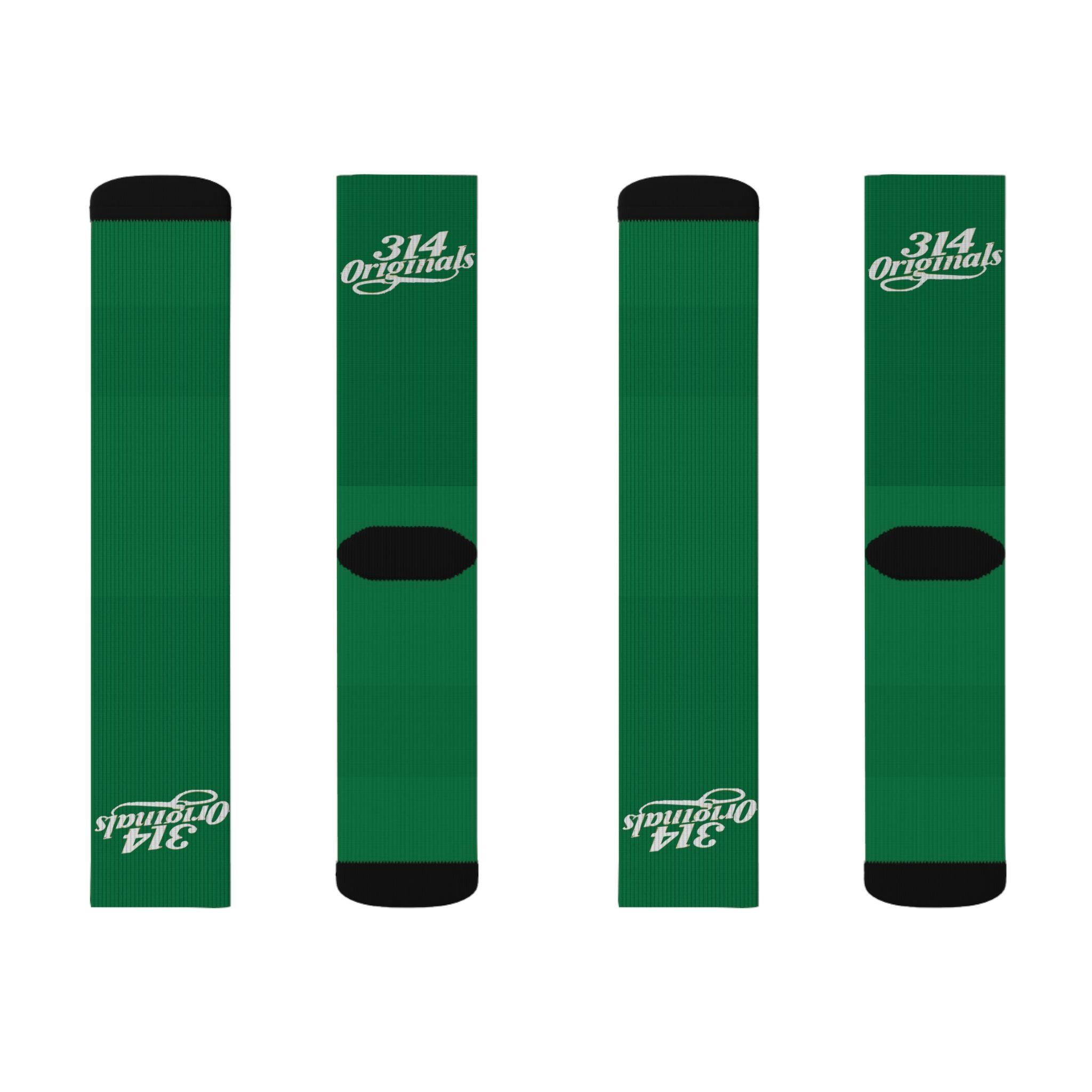 Green Sublimation Socks with '314 Originals' Script — Athletic Crew Socks - 314 Originals