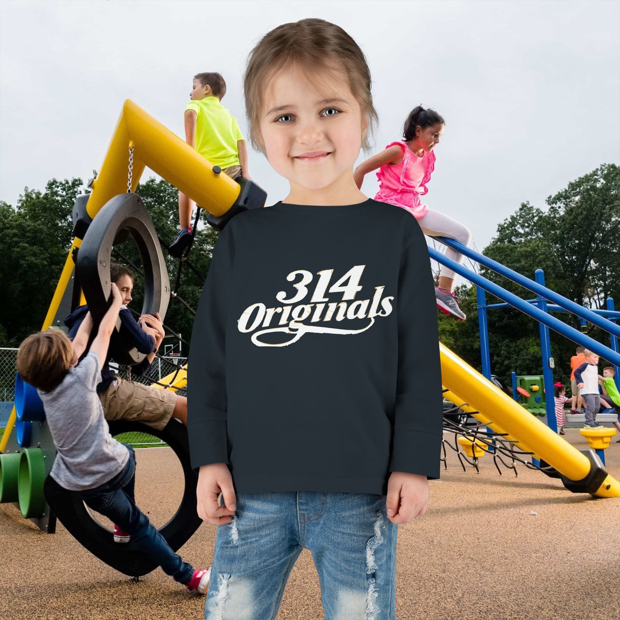 Toddler Long Sleeve Tee — "314 Originals" Retro Script Kids Shirt - 314 Originals