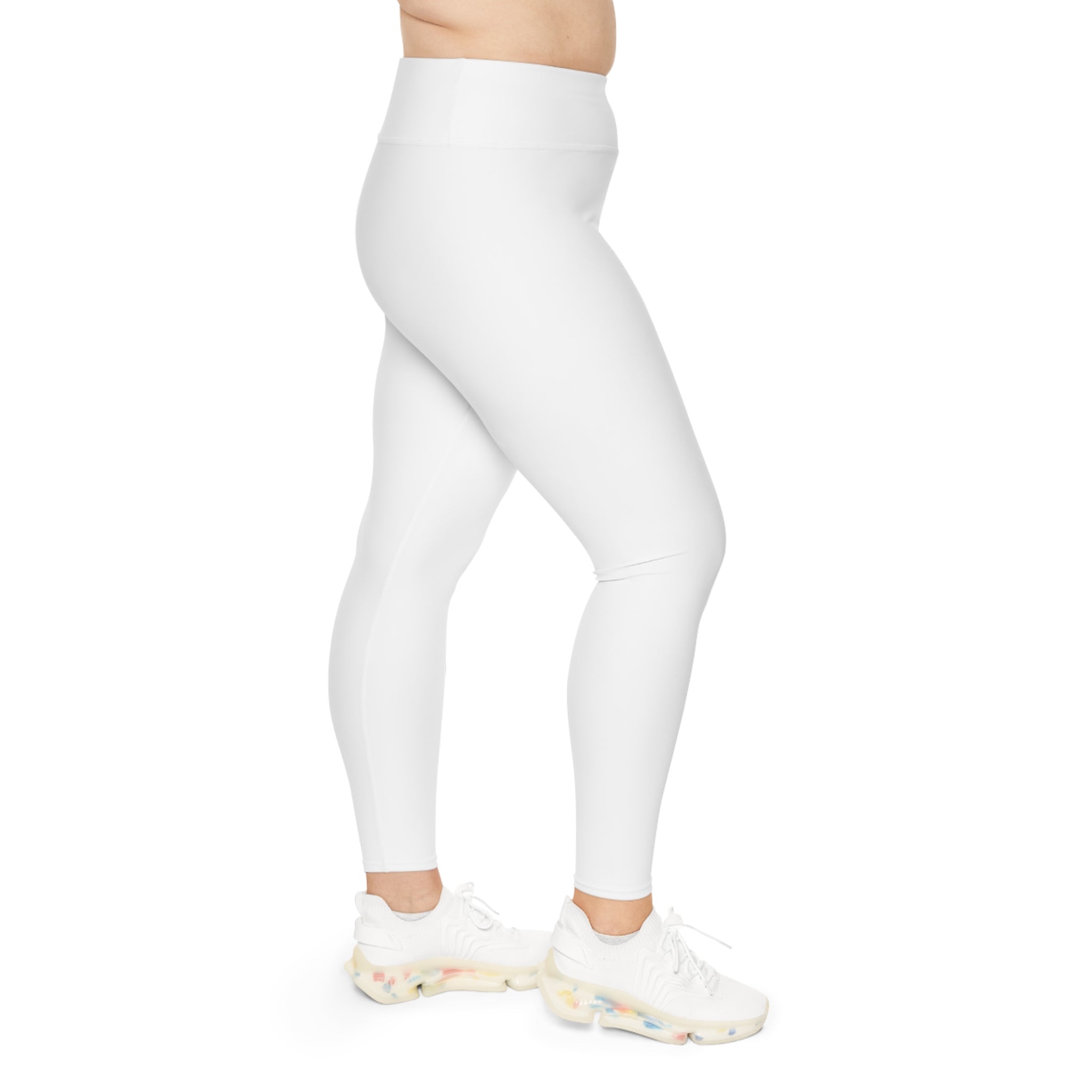 Plus Size Leggings — White High-Waist Leggings with Gold Script '314 Originals' Side Print - 314 Originals