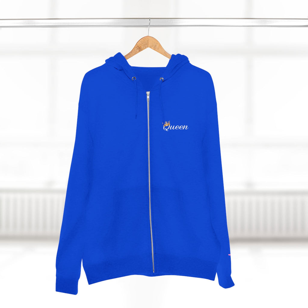 'Queen' Chest Logo Zip Hoodie — Women's Urban Streetwear Printify Hoodie  314 Originals