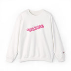 Baddie Pink Floral Logo White Crewneck Sweatshirt Printify Sweatshirt  314 Originals