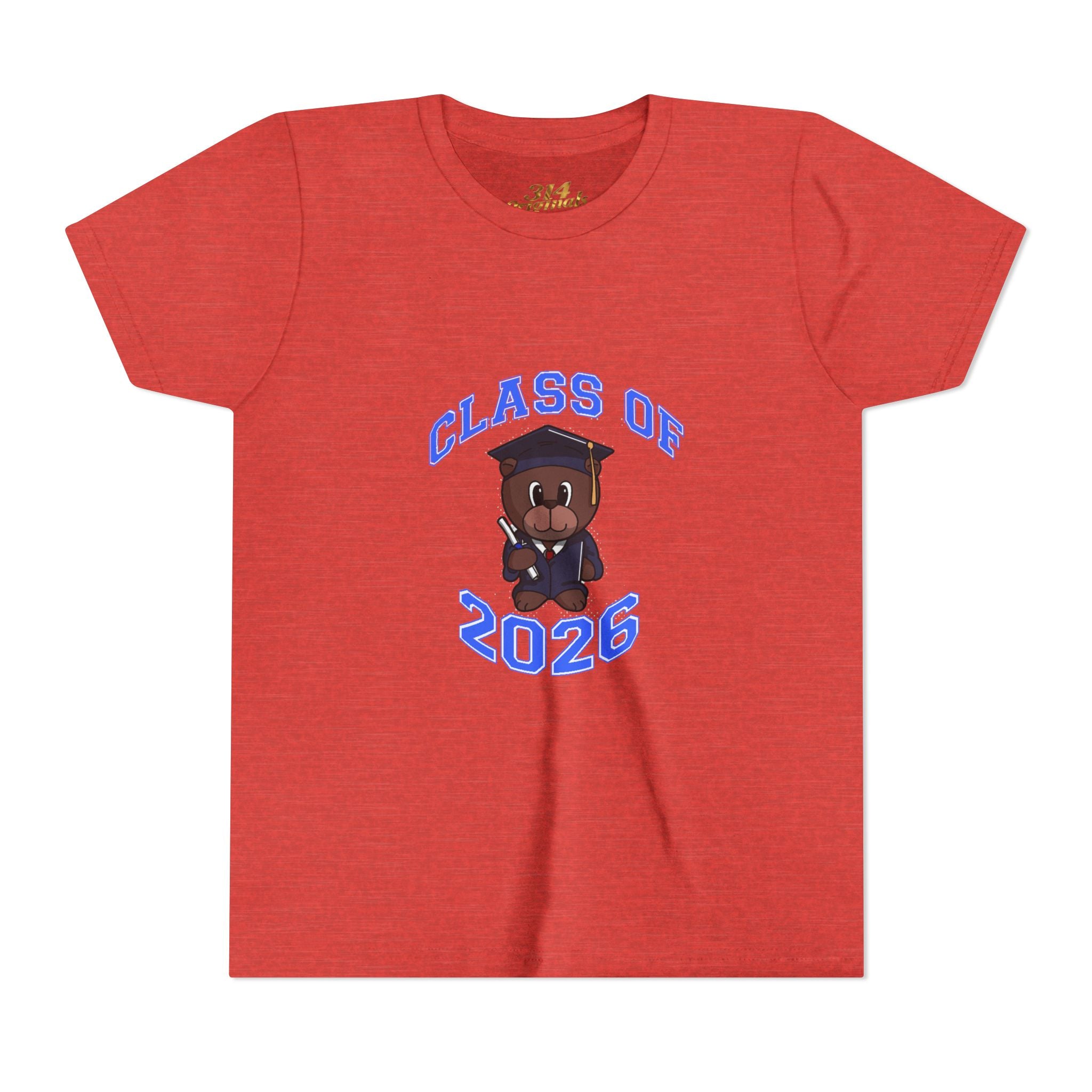 Class of 2026 Kids Graduation T‑Shirt — Cute Graduate Bear Youth Tee