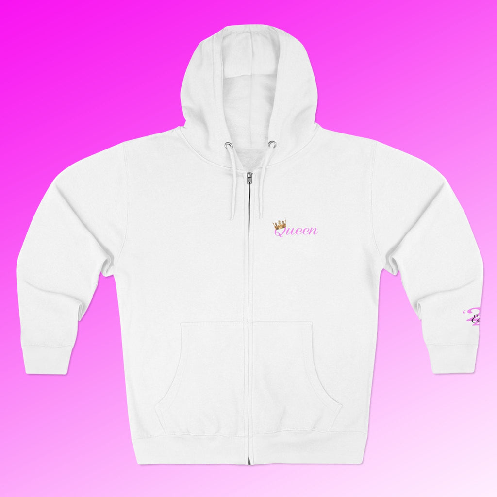 'Queen' Chest Logo Zip Hoodie — Women's Urban Streetwear Printify Hoodie  314 Originals