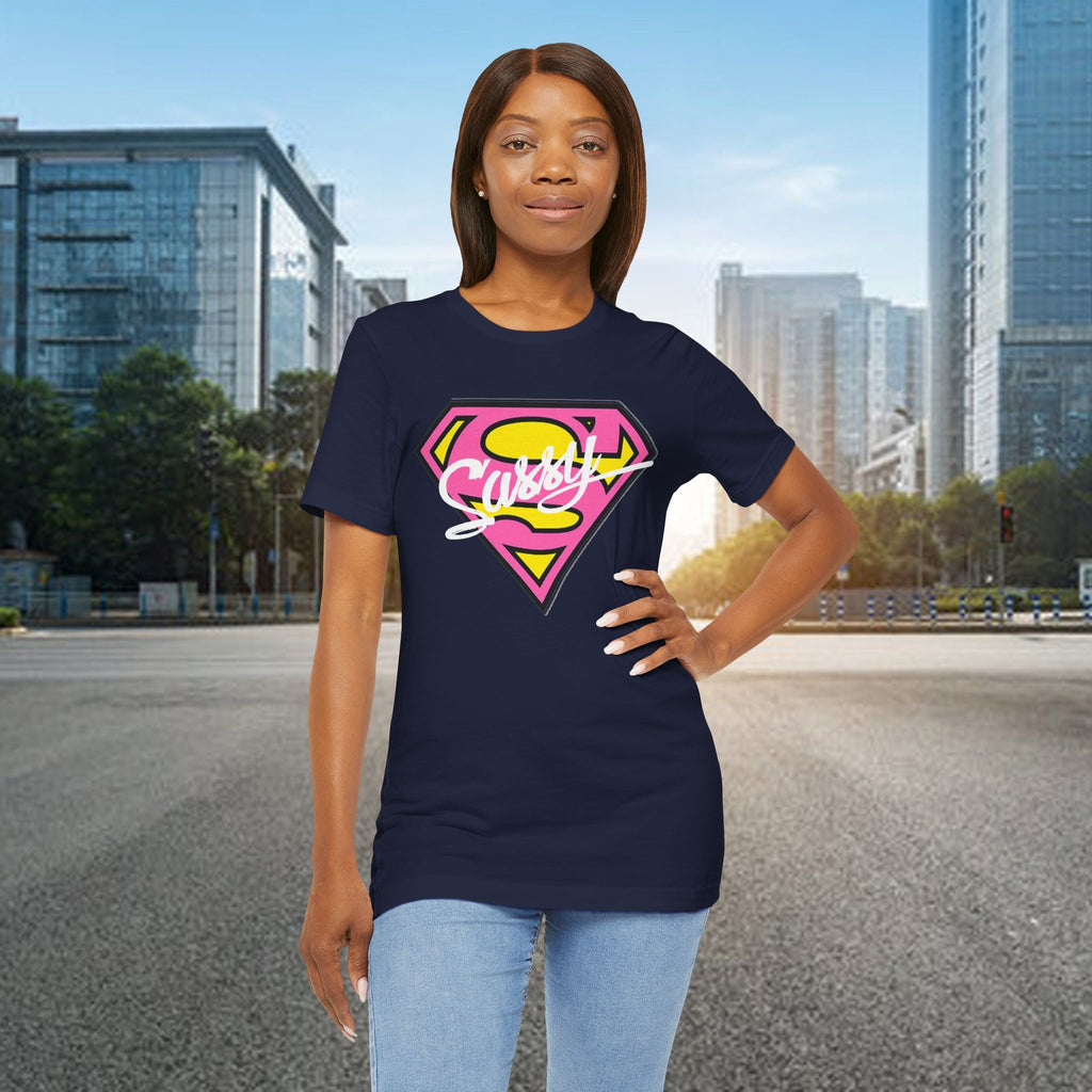 Super Sassy Tee — Pink & Yellow S Badge Graphic T-Shirt Printify T-Shirt  314 Originals