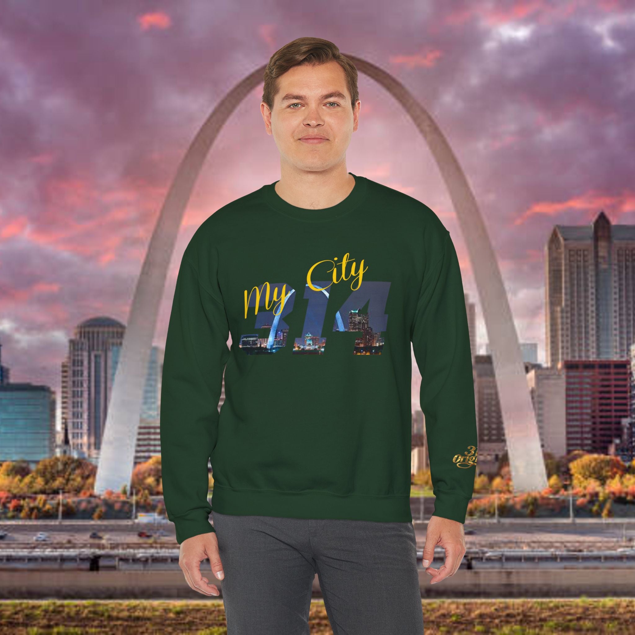 314 City Crewneck Sweatshirt — St. Louis Skyline Graphic - 314 Originals